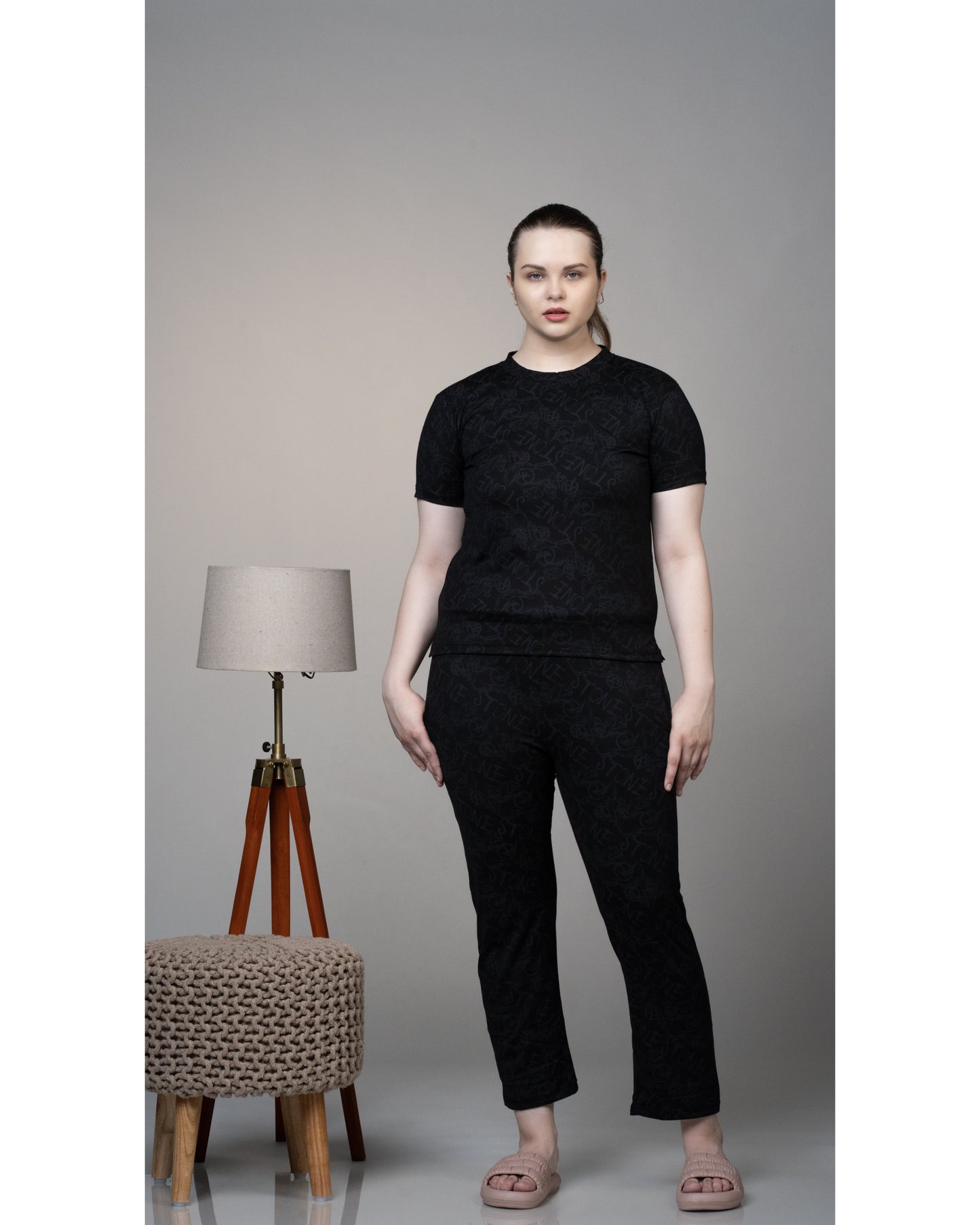 Matelasse Black Stretchable Co-ordset