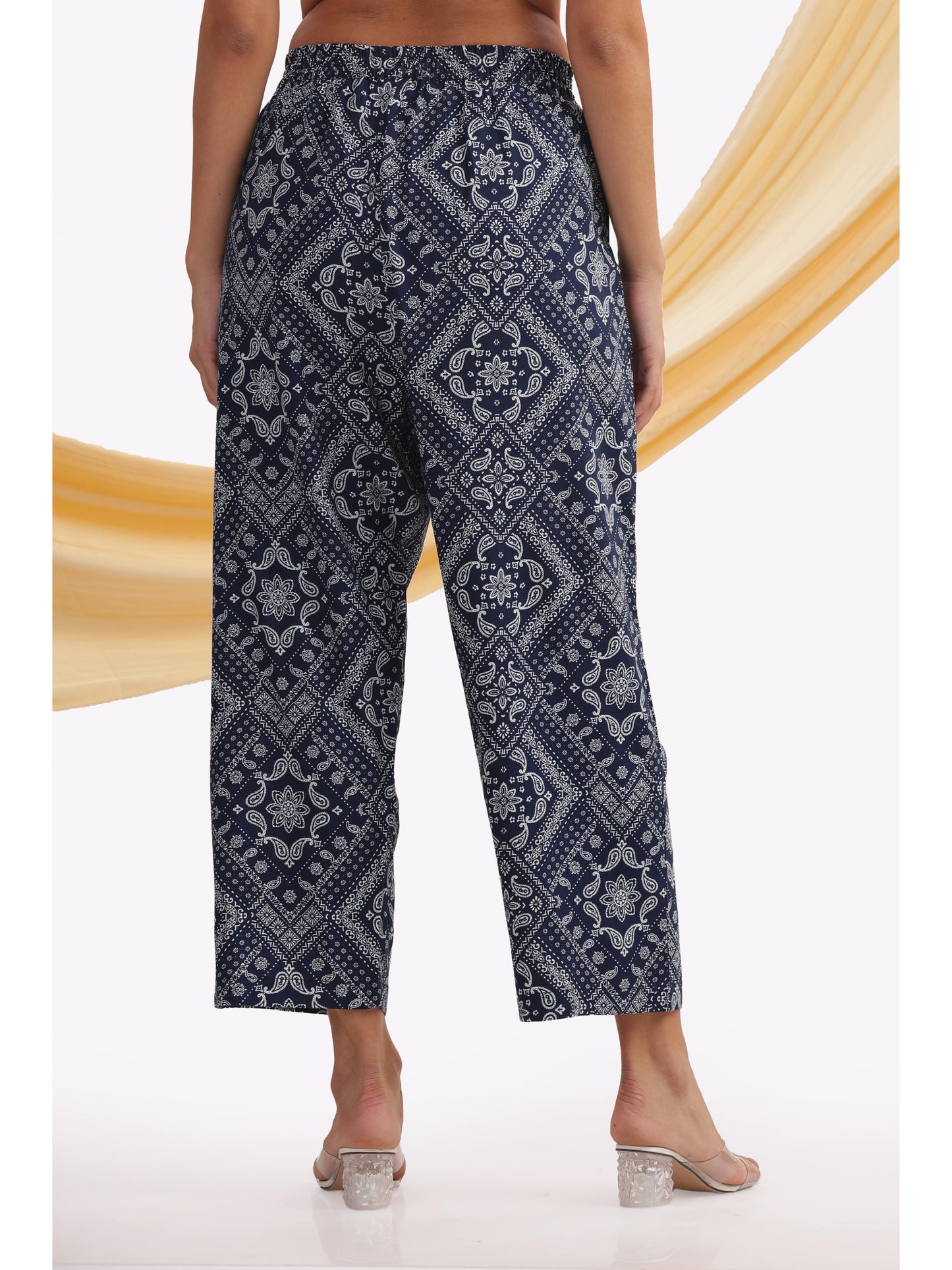 navy blue ethnic print punjabi co-ordset