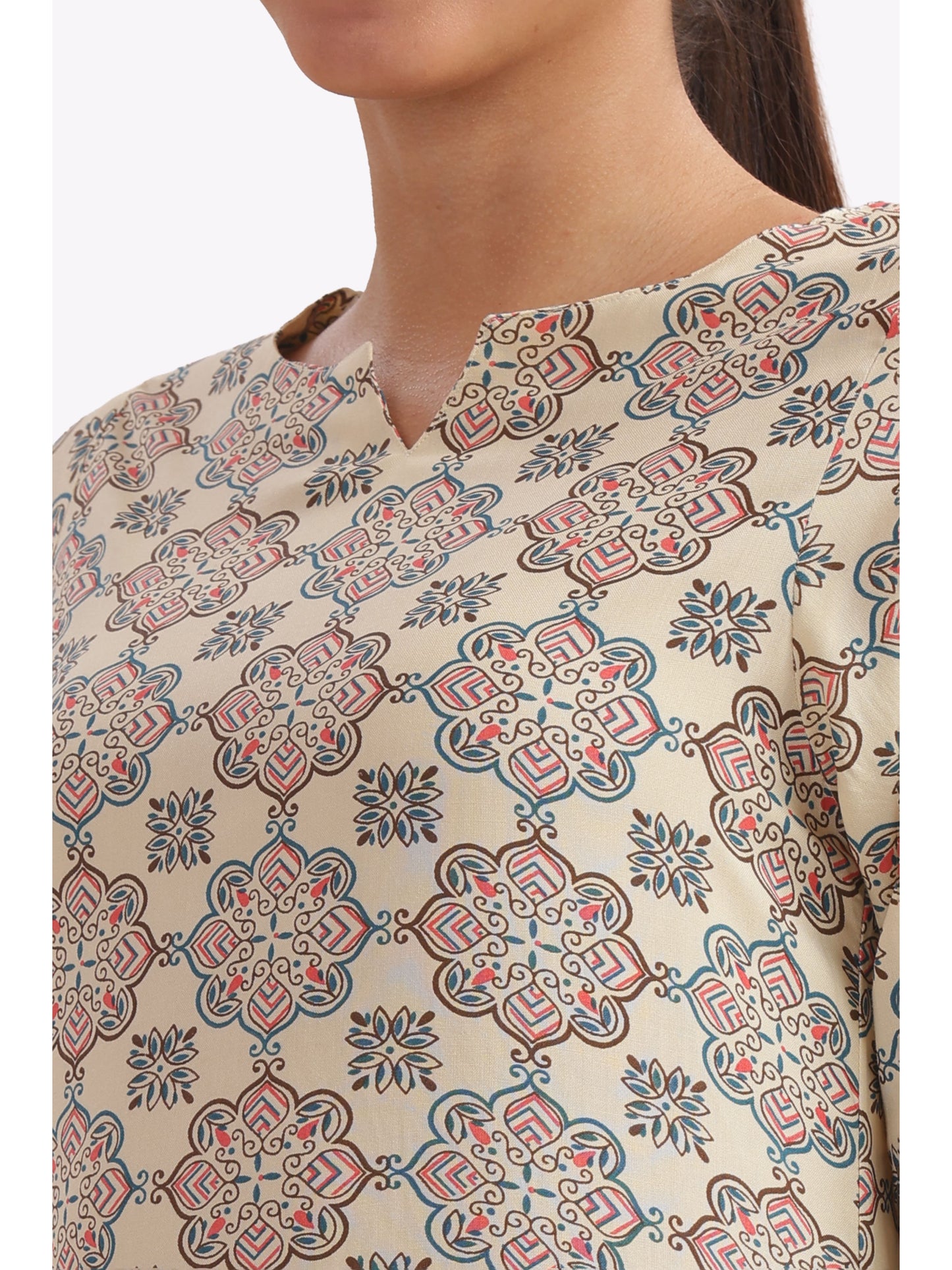 Cream Geometric punjabi Co-ord Set