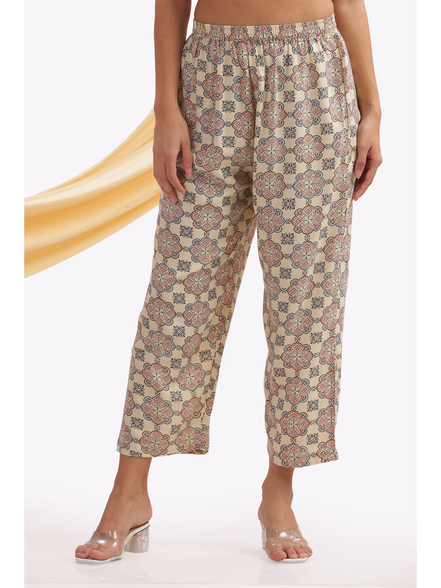 Cream Geometric punjabi Co-ord Set