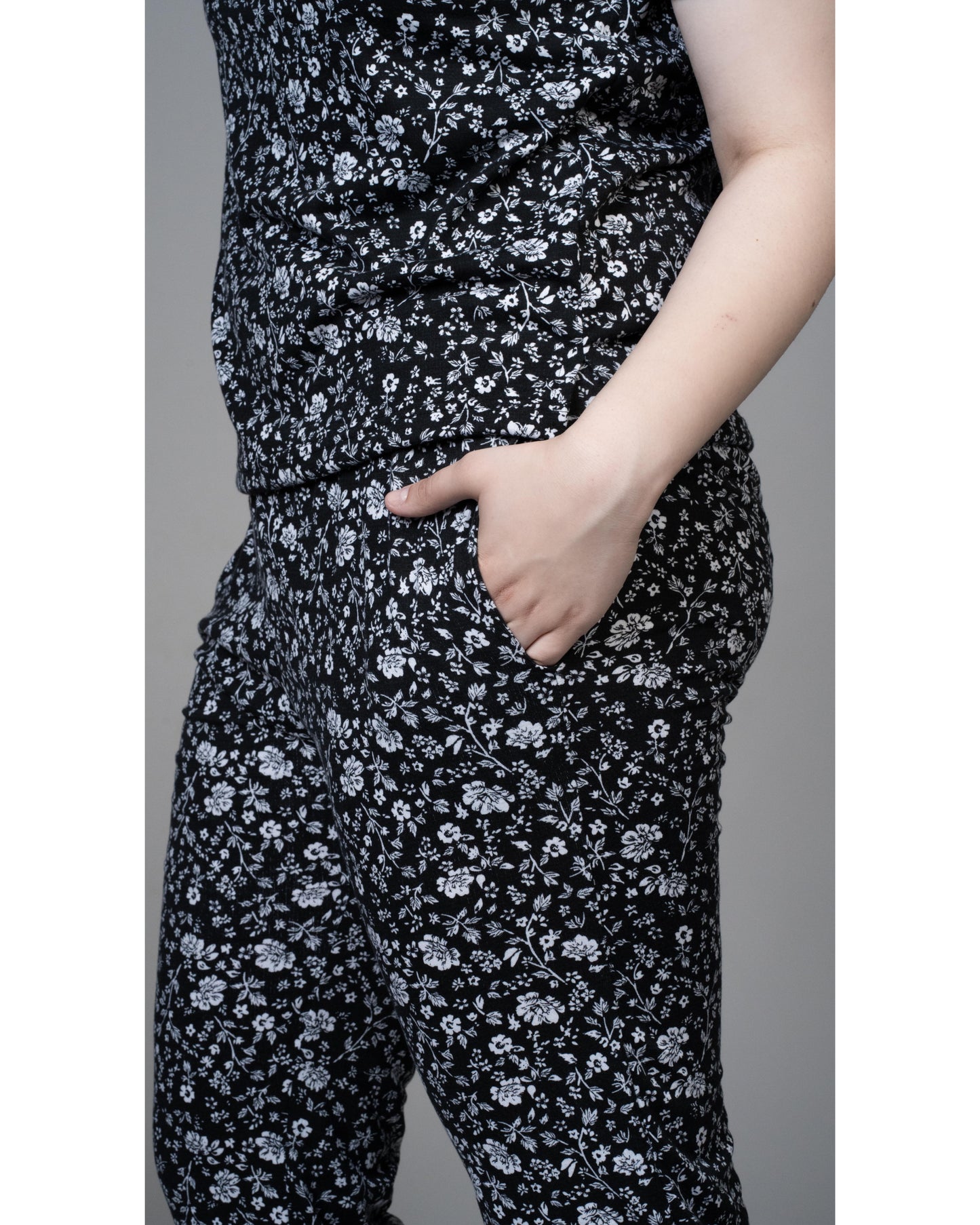 Pitch Black Floral Stretchable Co-ordset