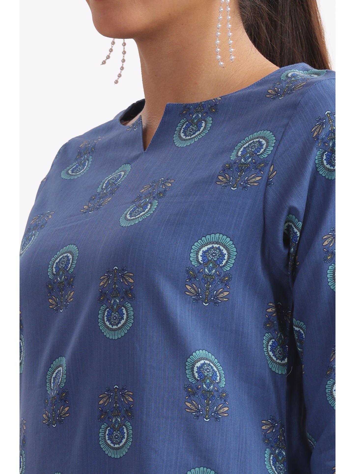 Blue Abstract Printed Punjabi Co-ordset