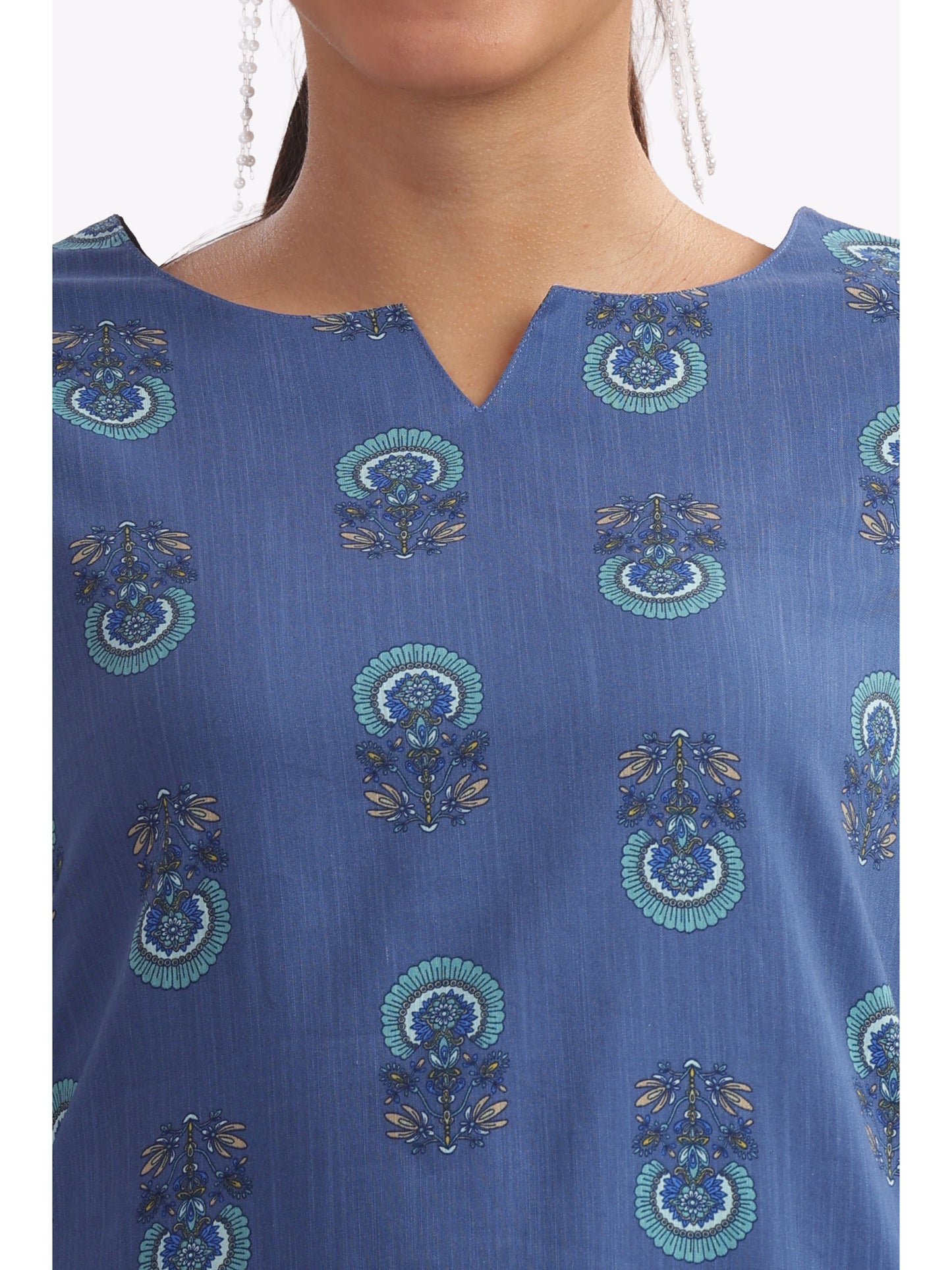 Blue Abstract Printed Punjabi Co-ordset