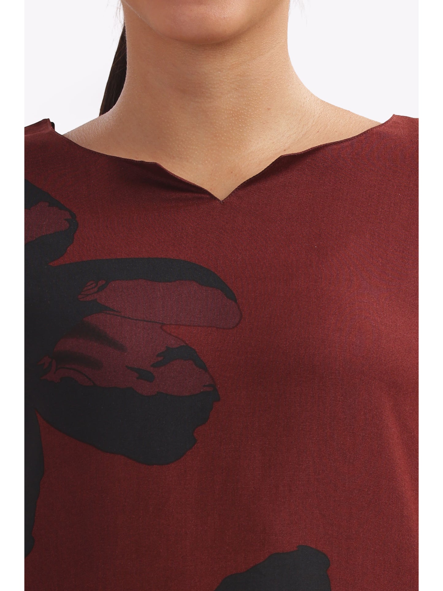 Maroon and black print Floral punjabi co-ordset