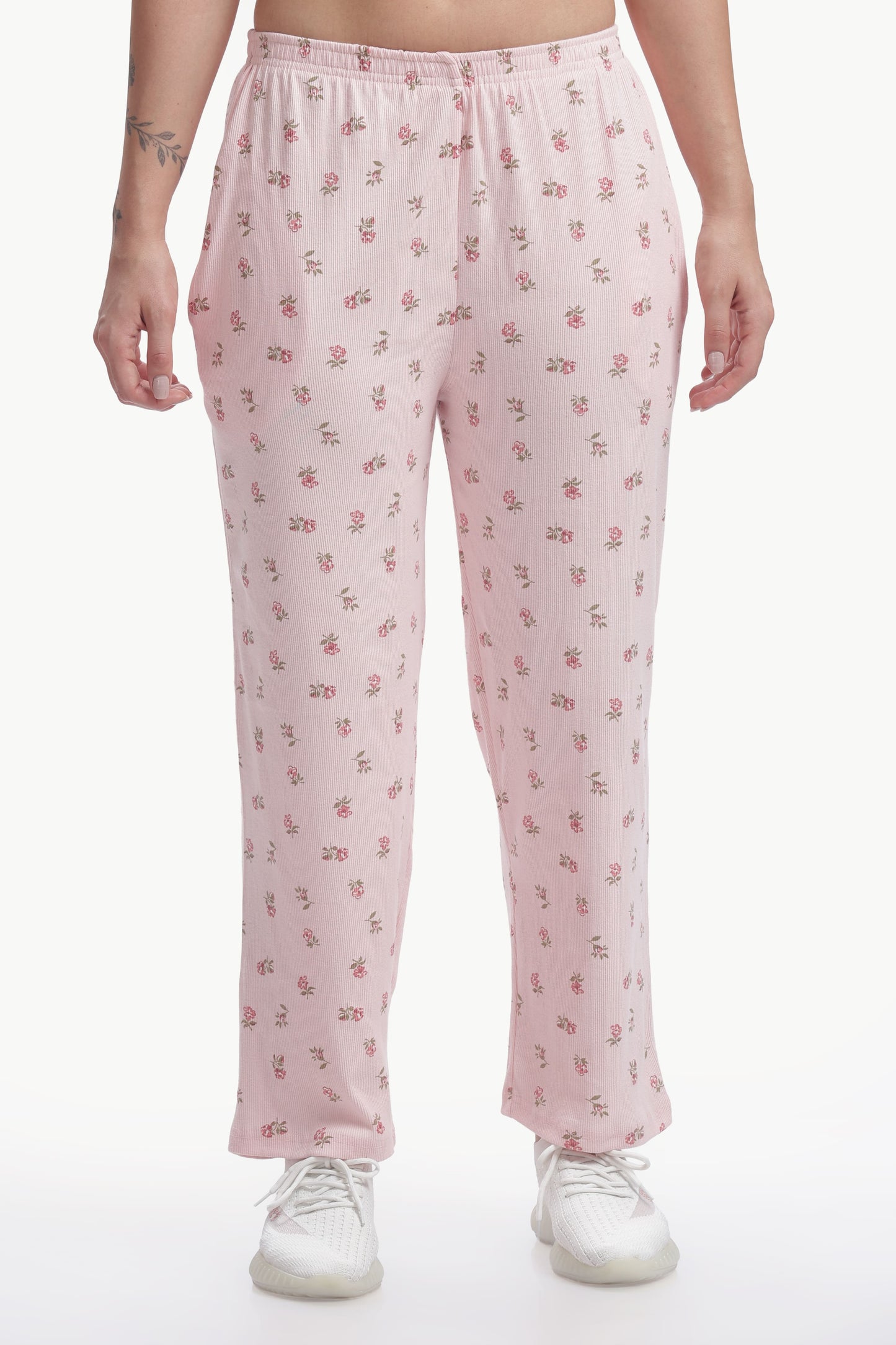 Pastel baby pink floral printed Stretchable Co-ordset