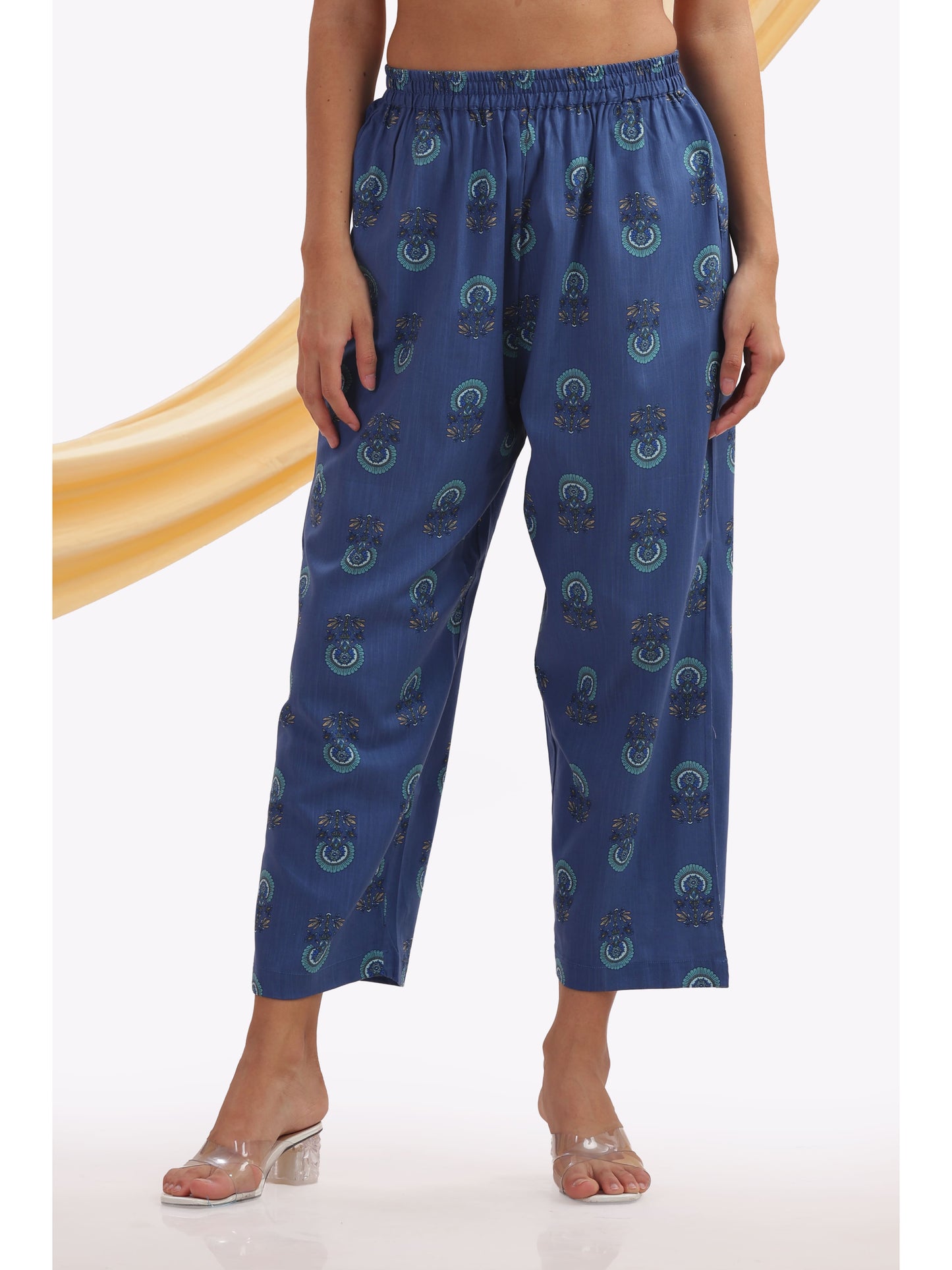 Blue Abstract Printed Punjabi Co-ordset