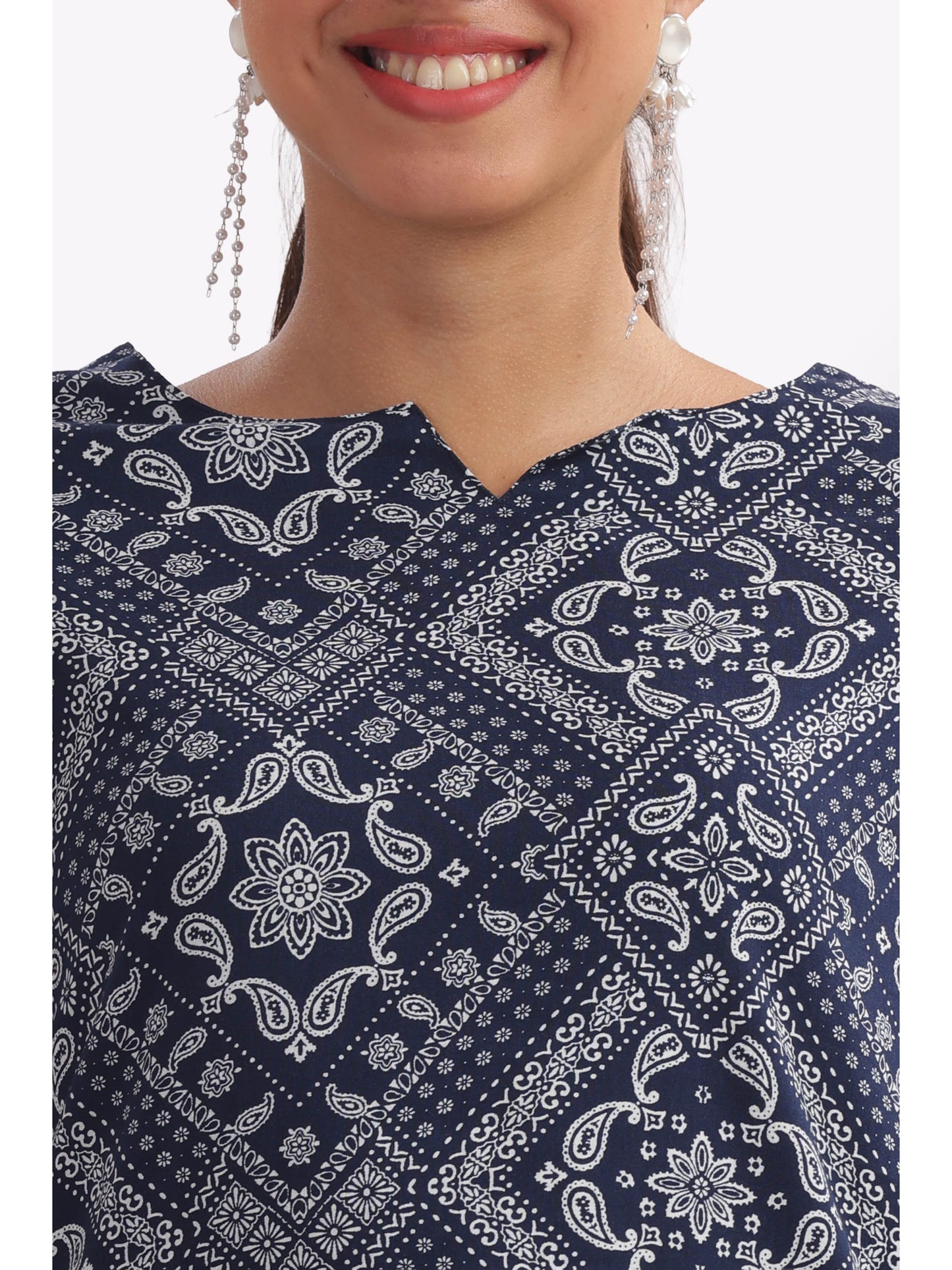 navy blue ethnic print punjabi co-ordset
