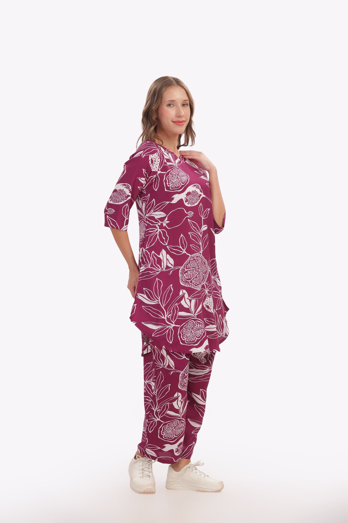 Maroon Pomegranate punjabi Co-ordset