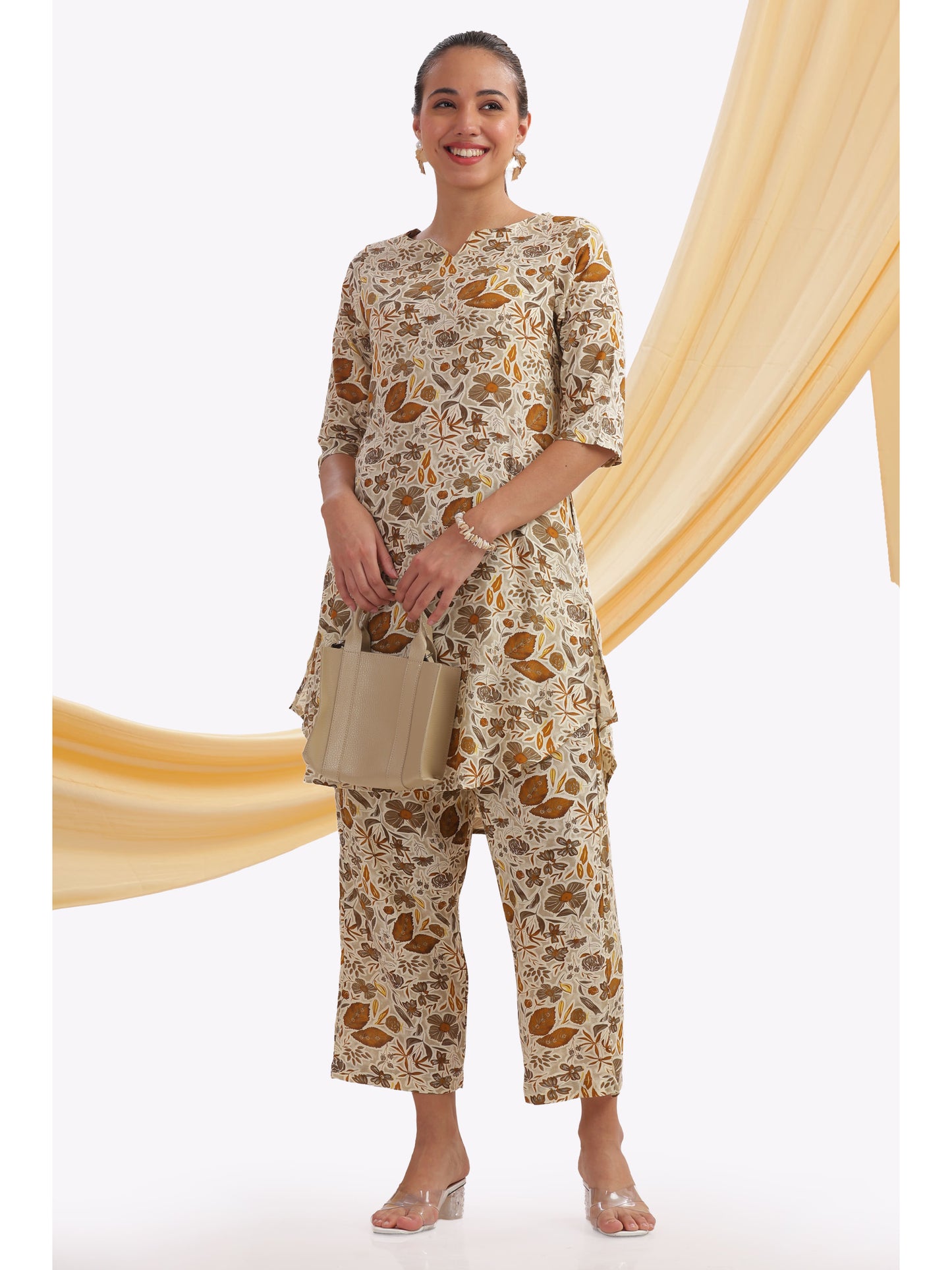 Bohemian apparel printed Punjabi co-ordset