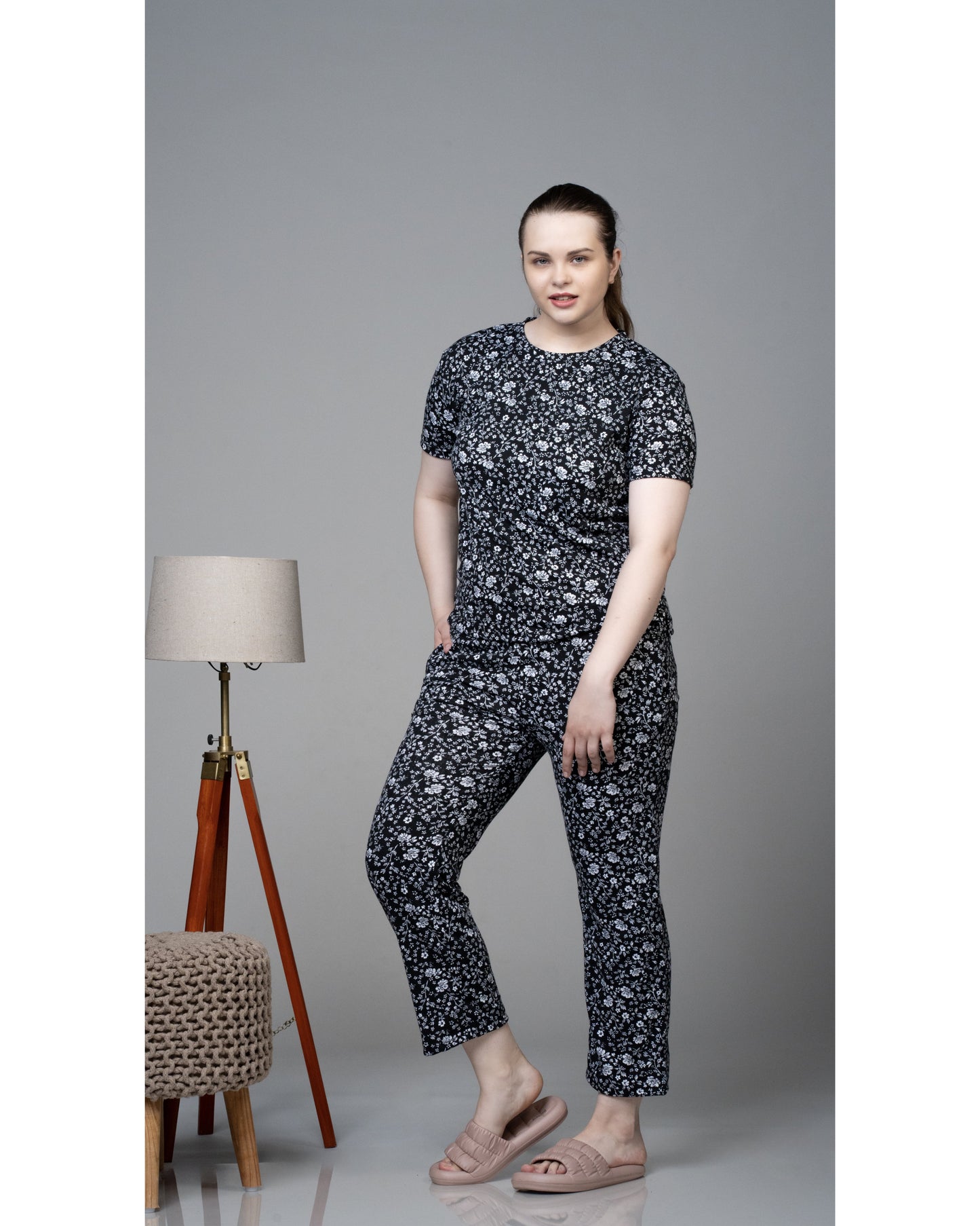 Pitch Black Floral Stretchable Co-ordset