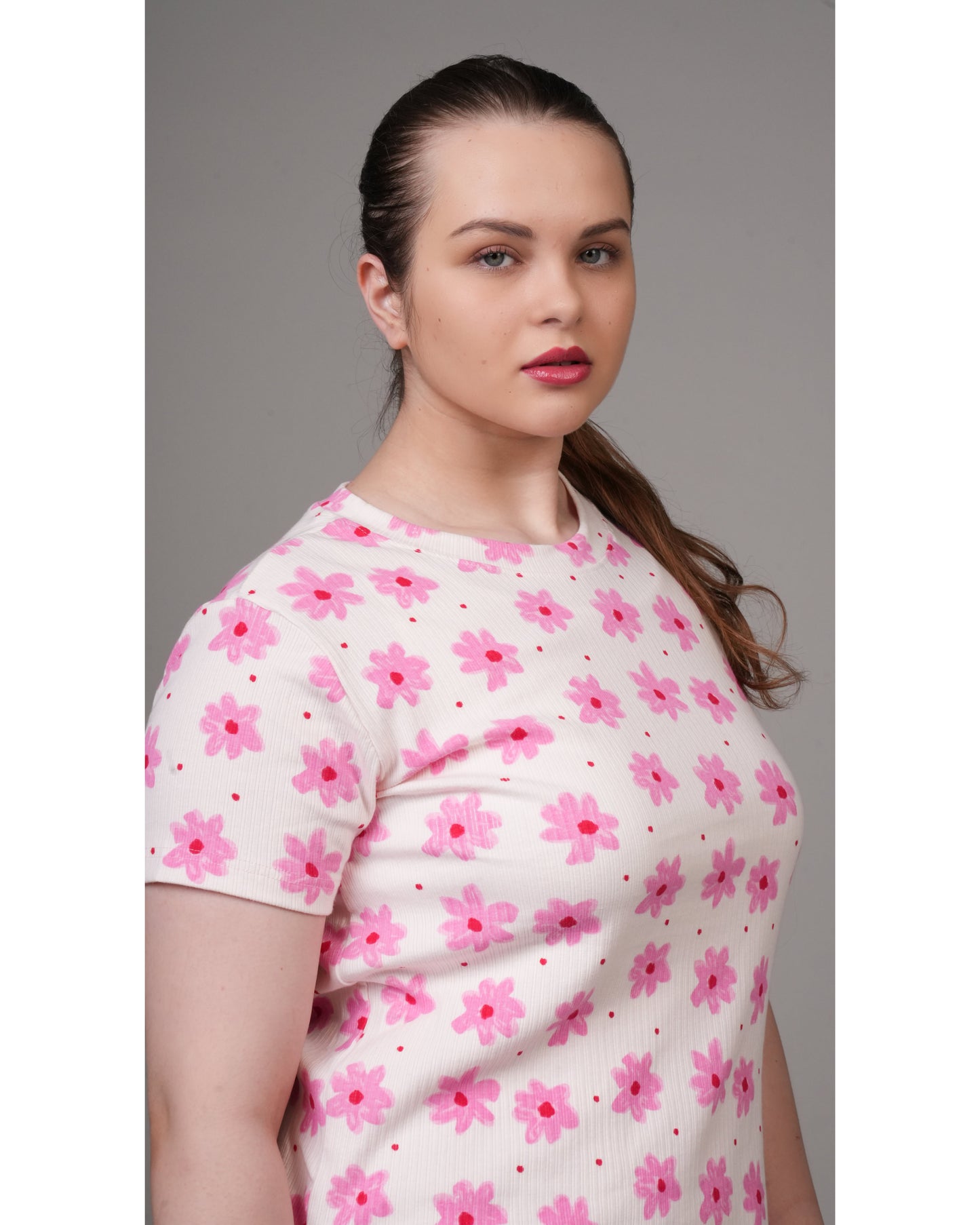 Pink Daisies On White Stretchable Co-Ordset