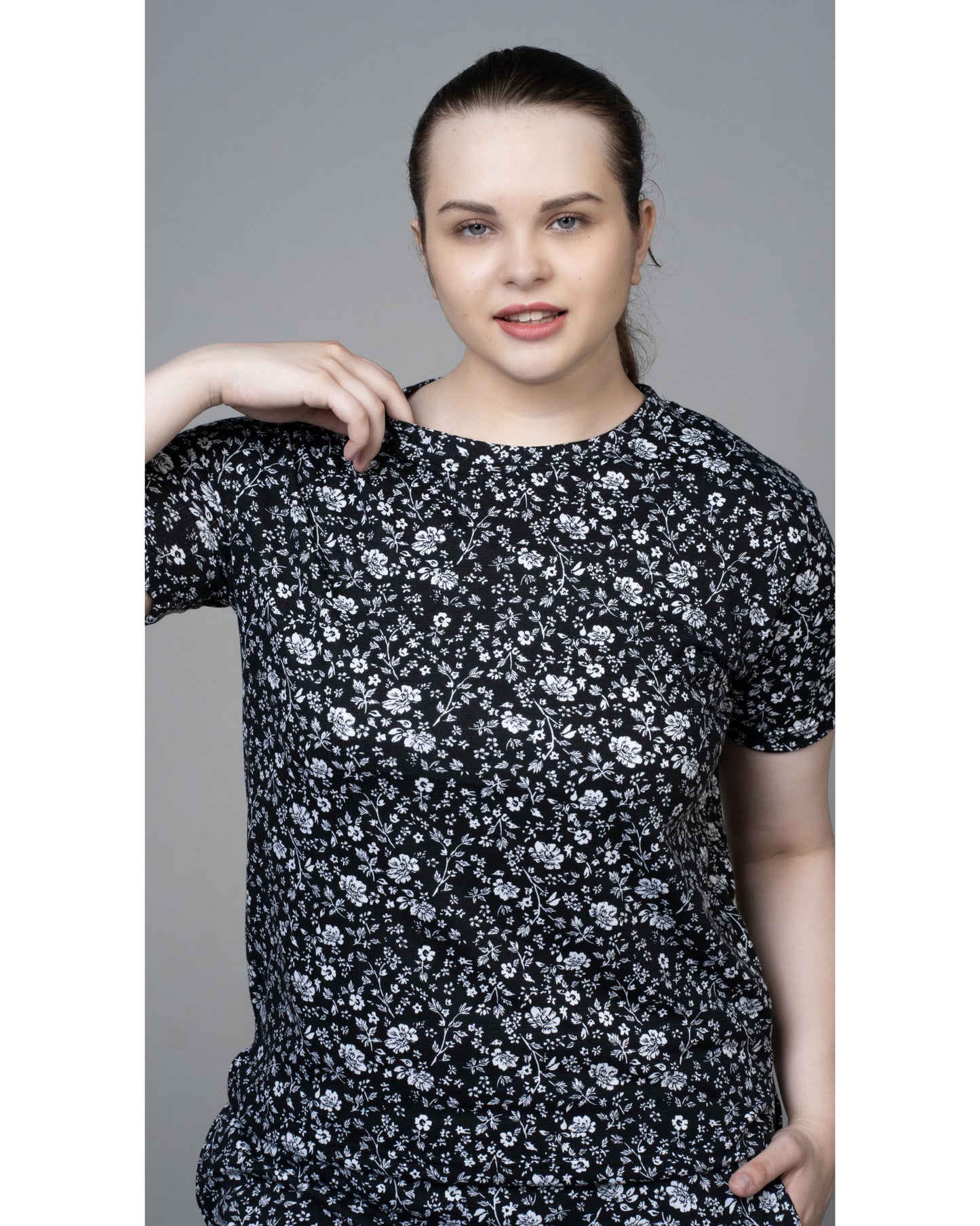 Pitch Black Floral Stretchable Co-ordset