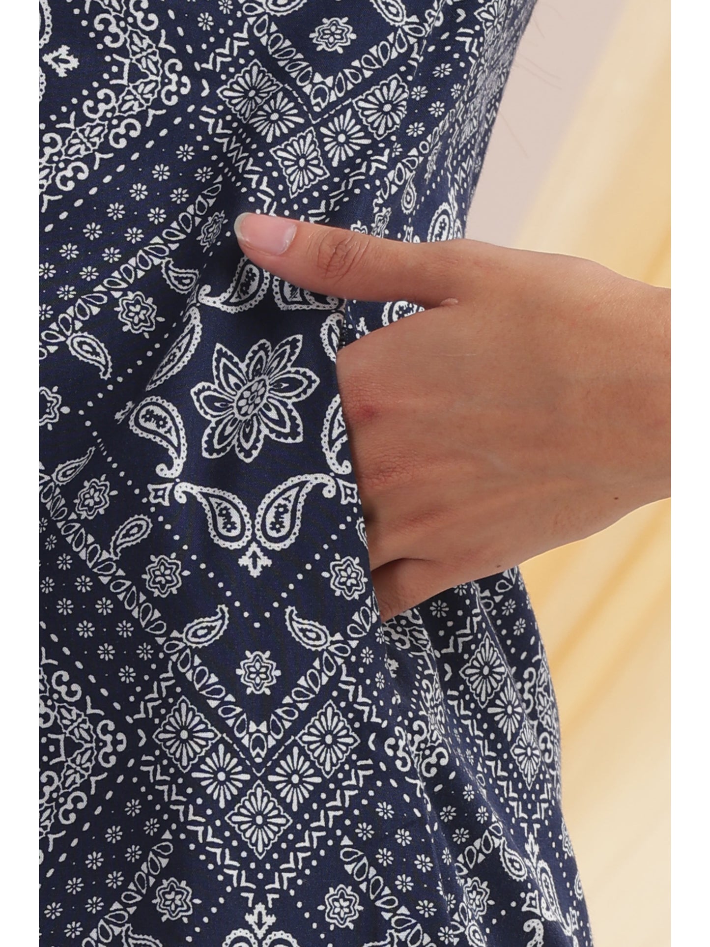 navy blue ethnic print punjabi co-ordset