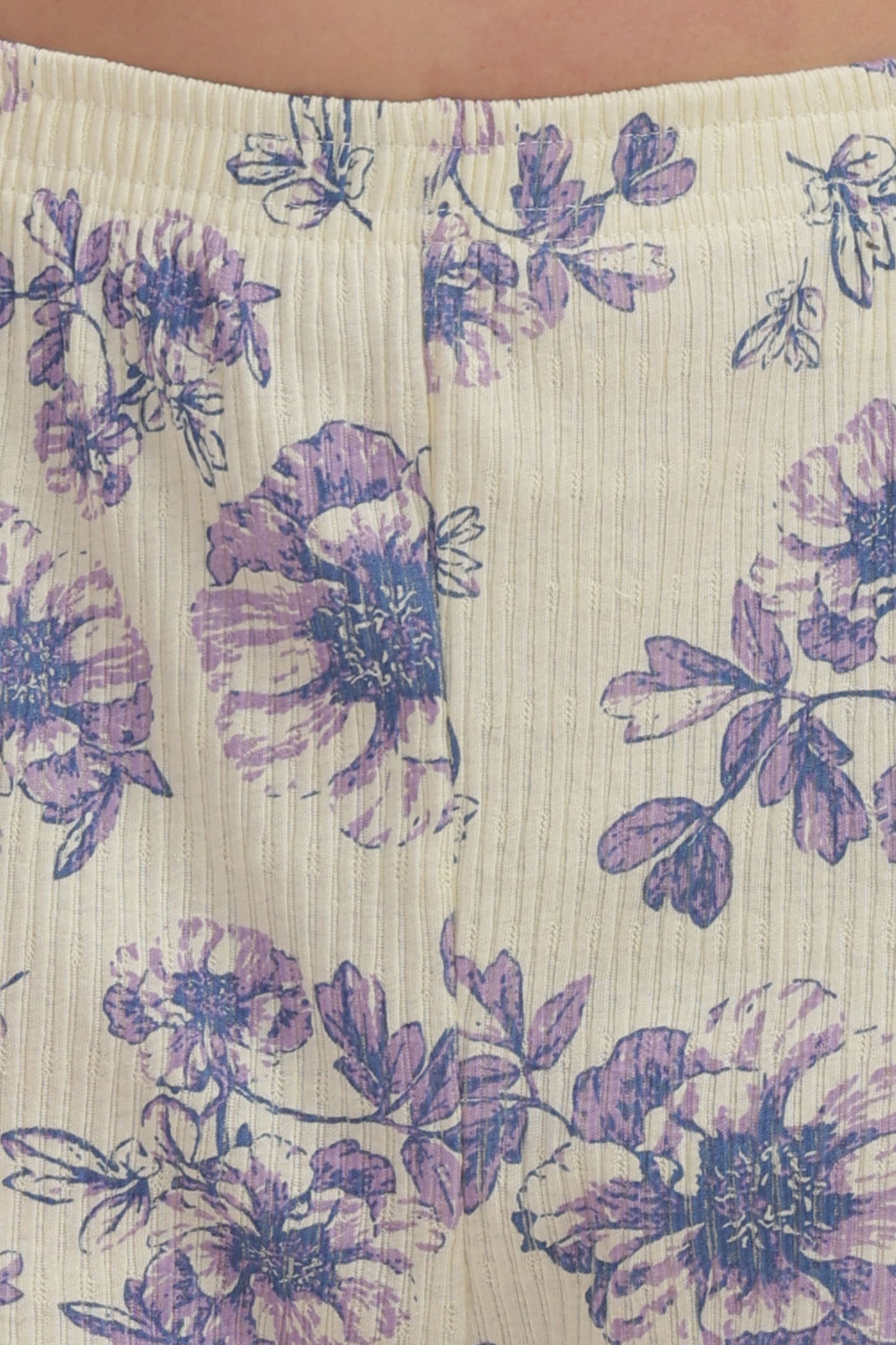 Purple & Cream Floral Stretchable Co-ordset