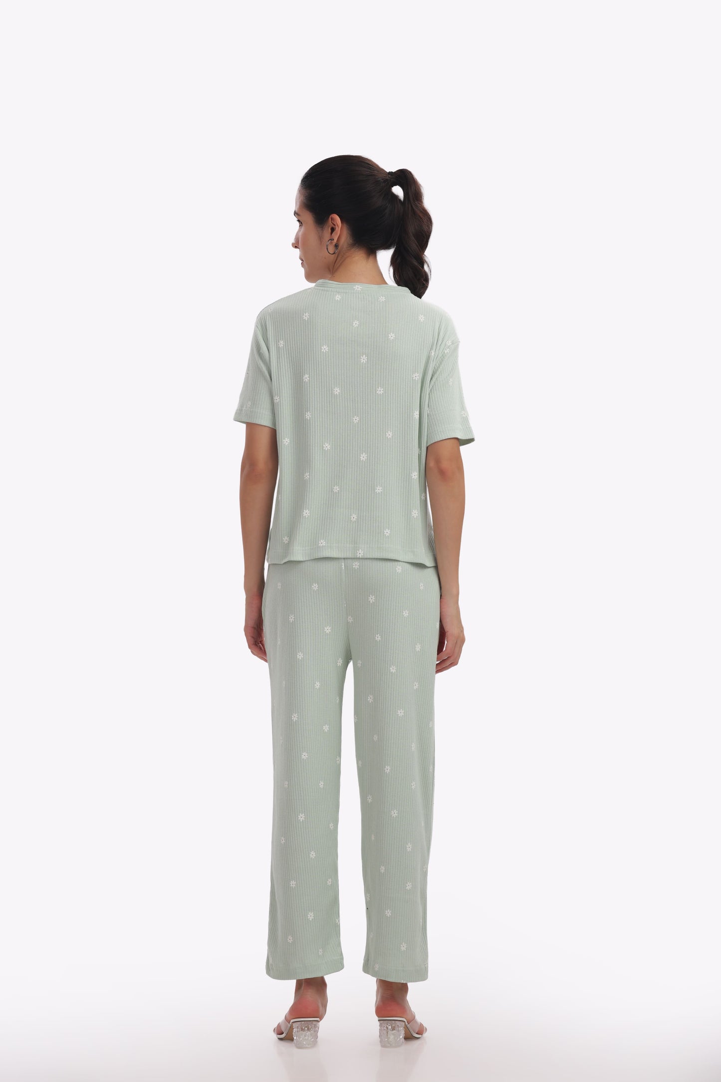 Dotted Ribbed stretchable co-ordset