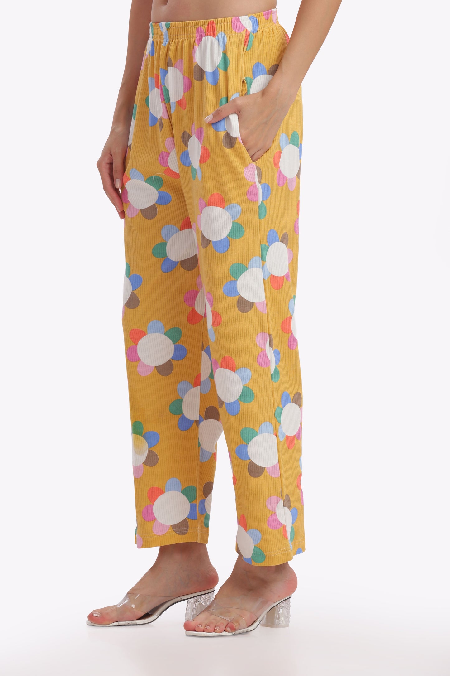 Yellow Floral stretchable co-ordset