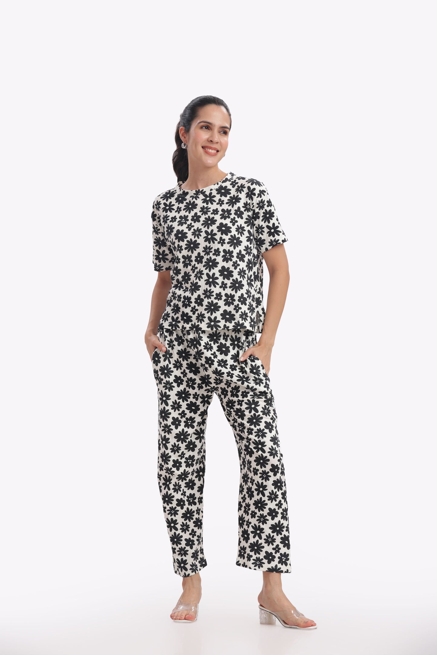 Black Shadow Blossom stretchable co-ordset