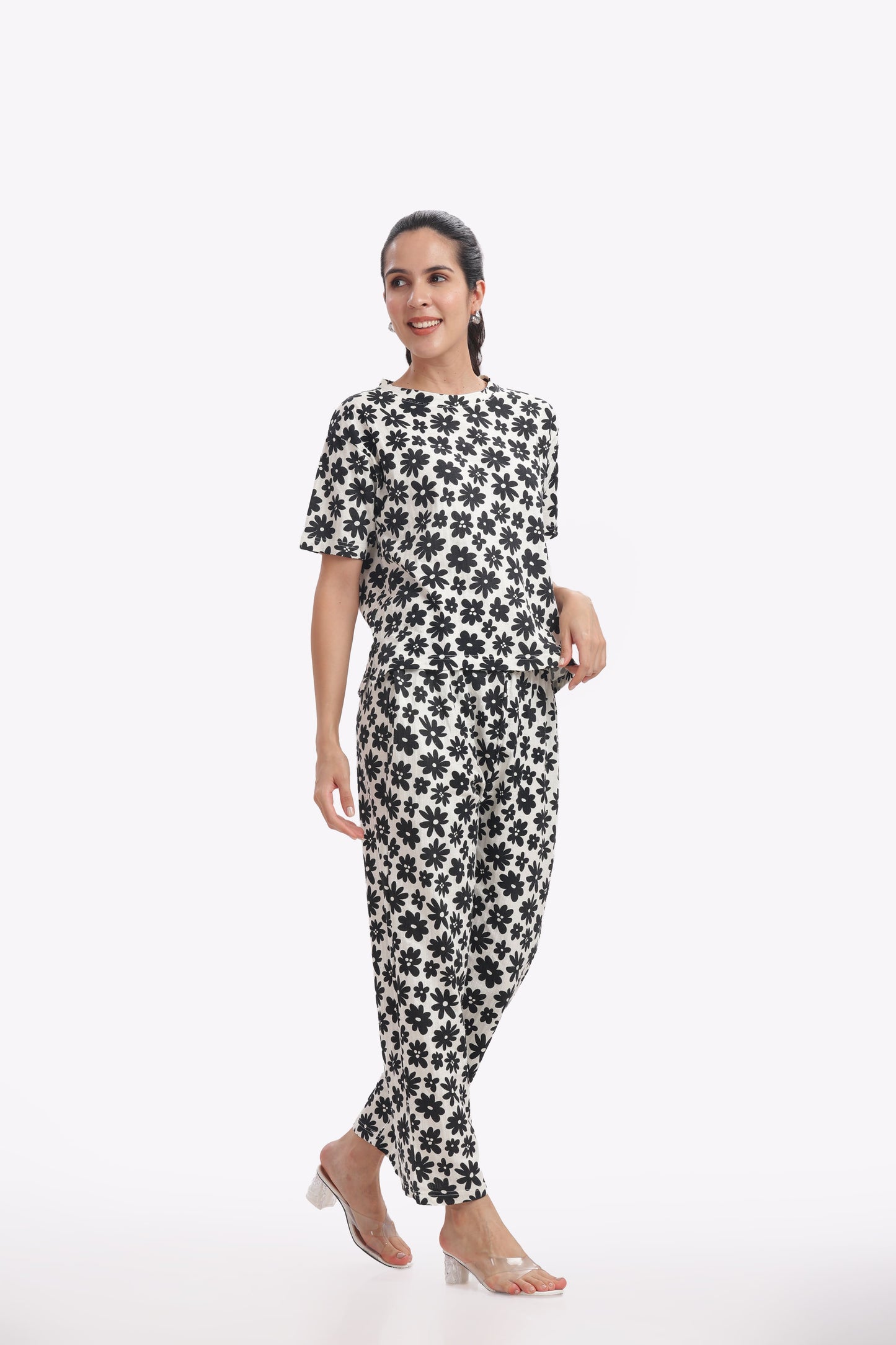 Black Shadow Blossom stretchable co-ordset