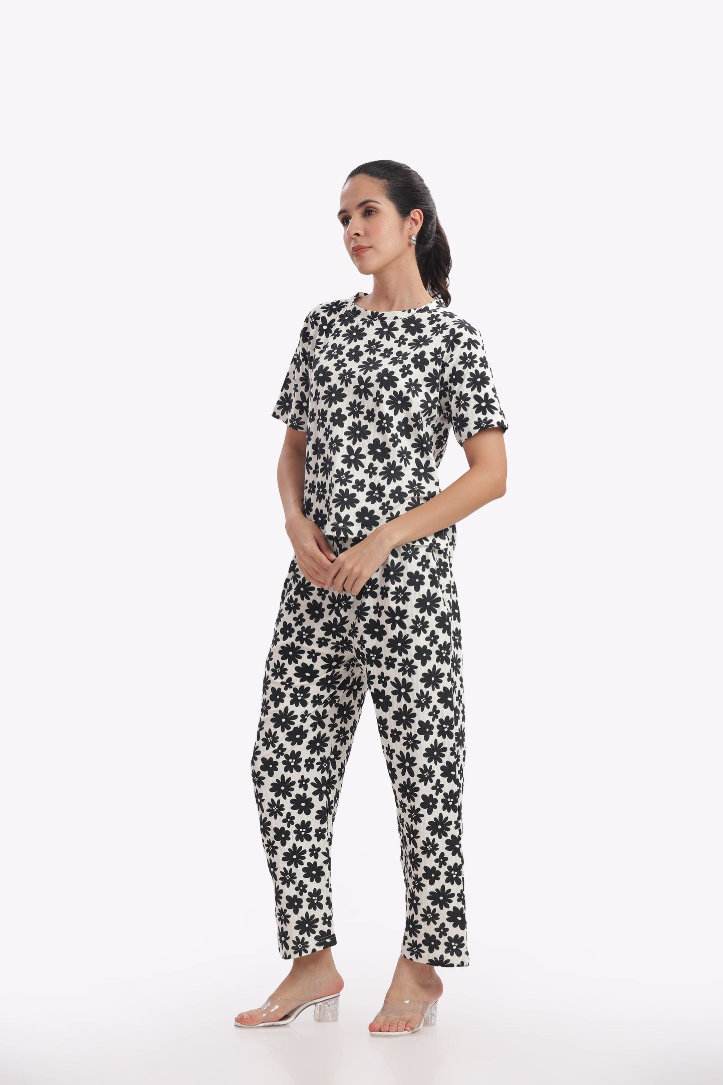 Black Shadow Blossom stretchable co-ordset