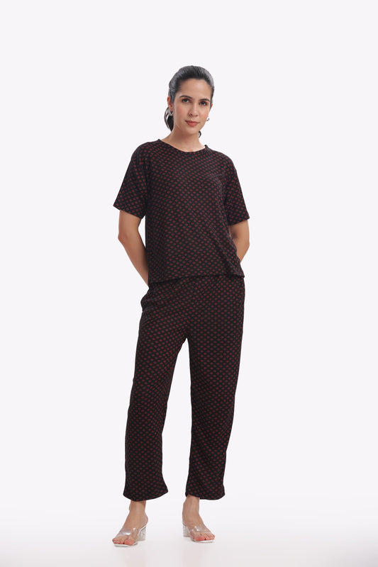 Black & Maroon print stretchable co-preset