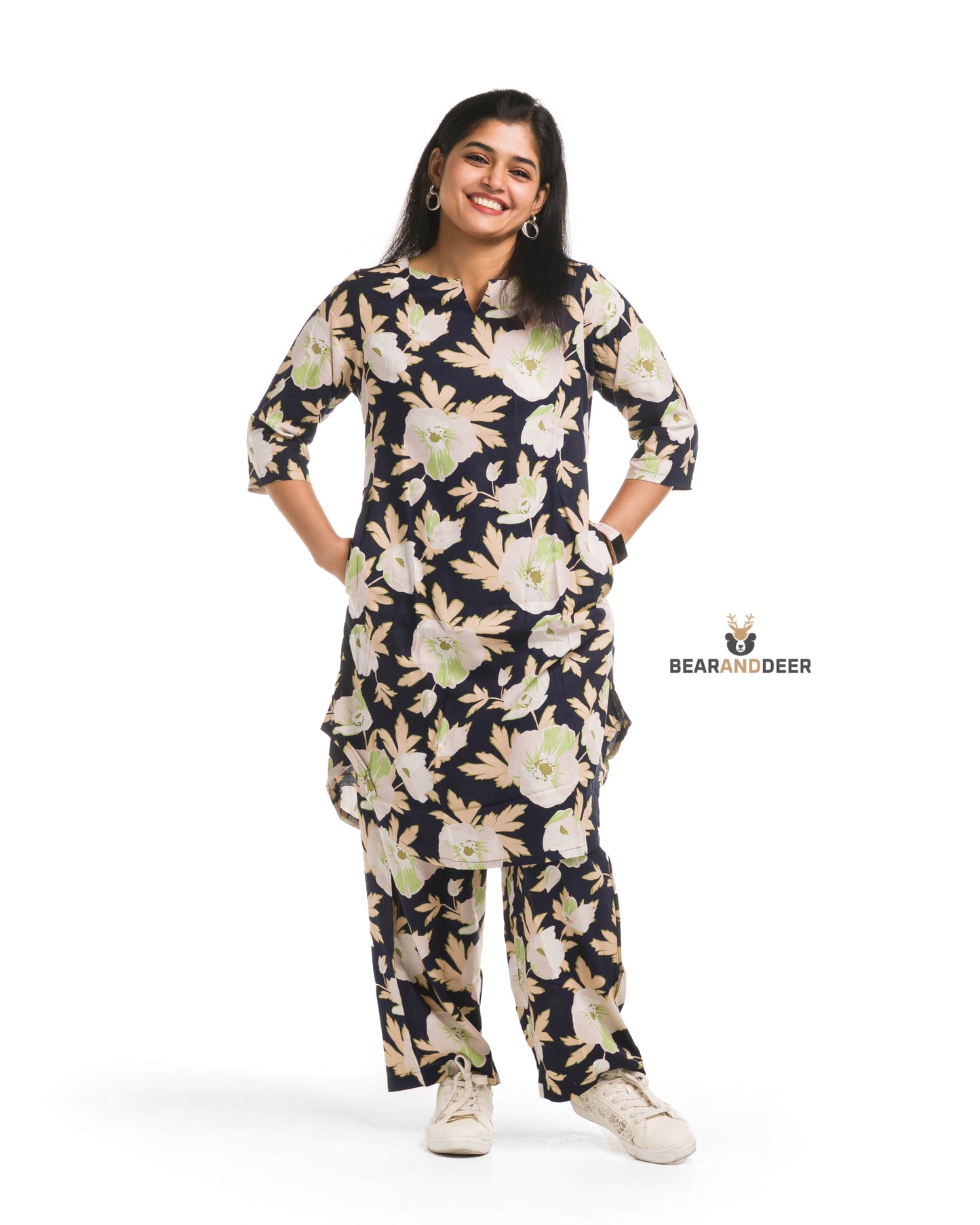 Smokey Black Floral Punjabi Co-ordset