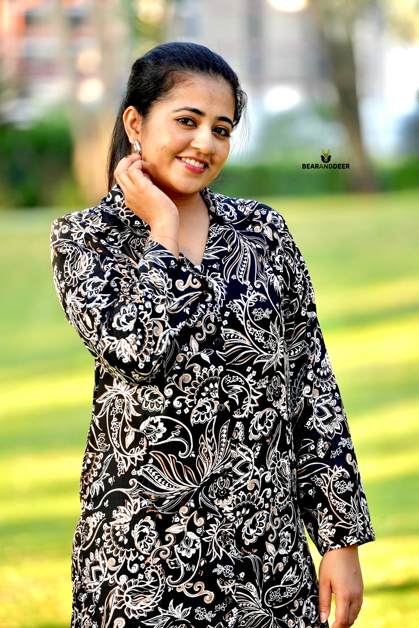Paisely Black Full sleeve Rayon Cotton Pyjamaset