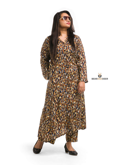 Abstract animal print Full Sleeve Pyjamaset