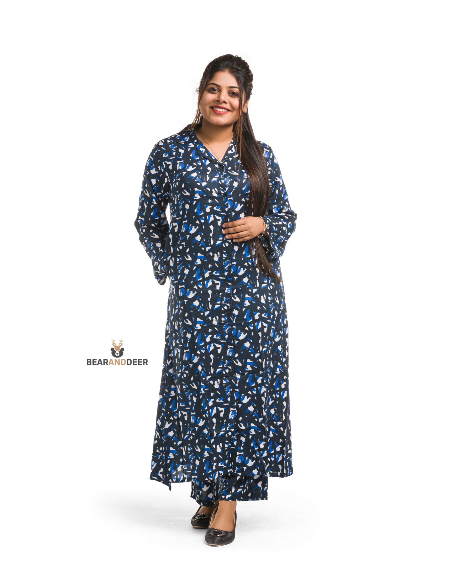 Blue Mixed Mosaic Full Sleeve Pyjamaset