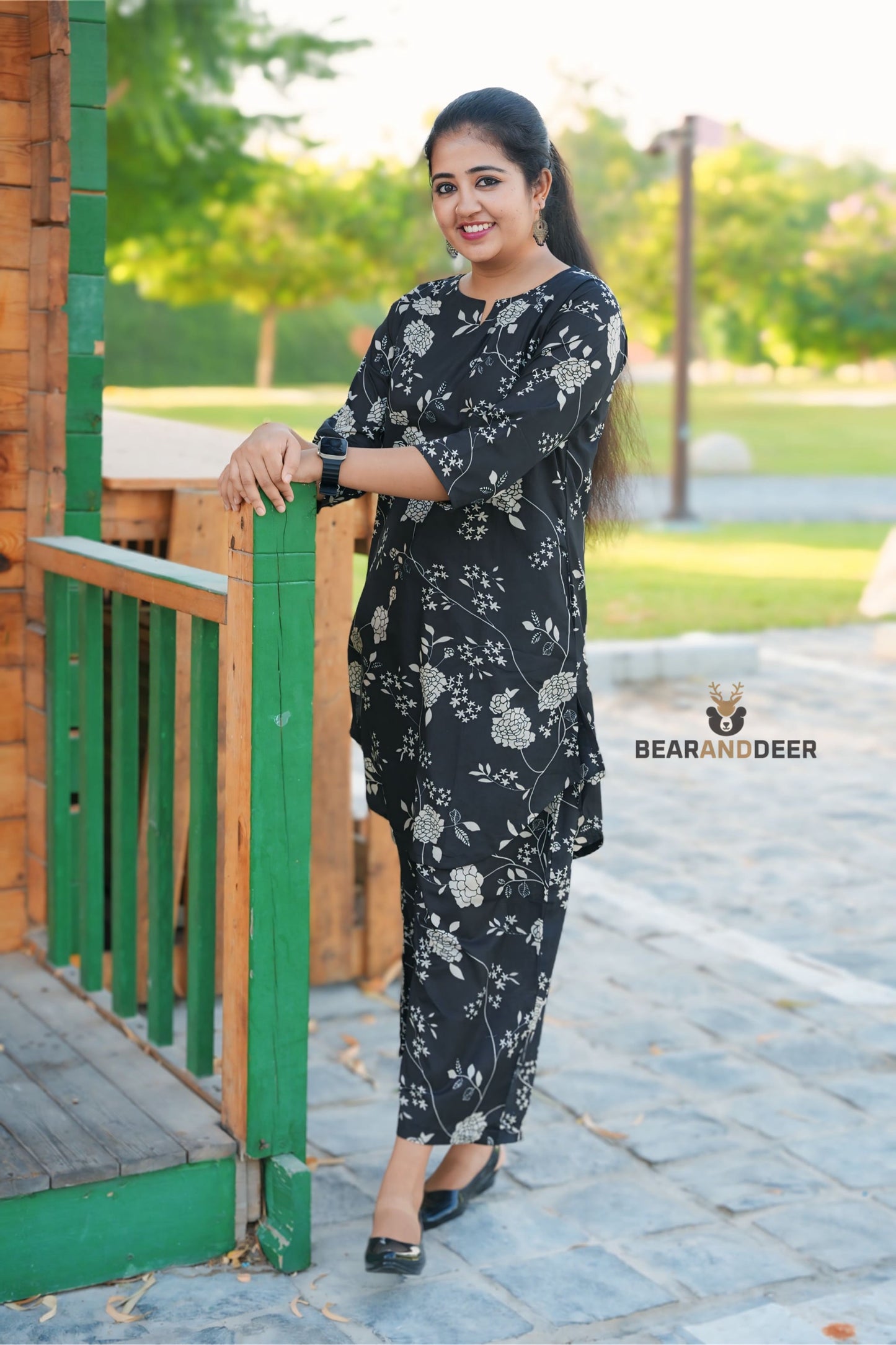 Midnight Floral Rajasthani pyjamaset