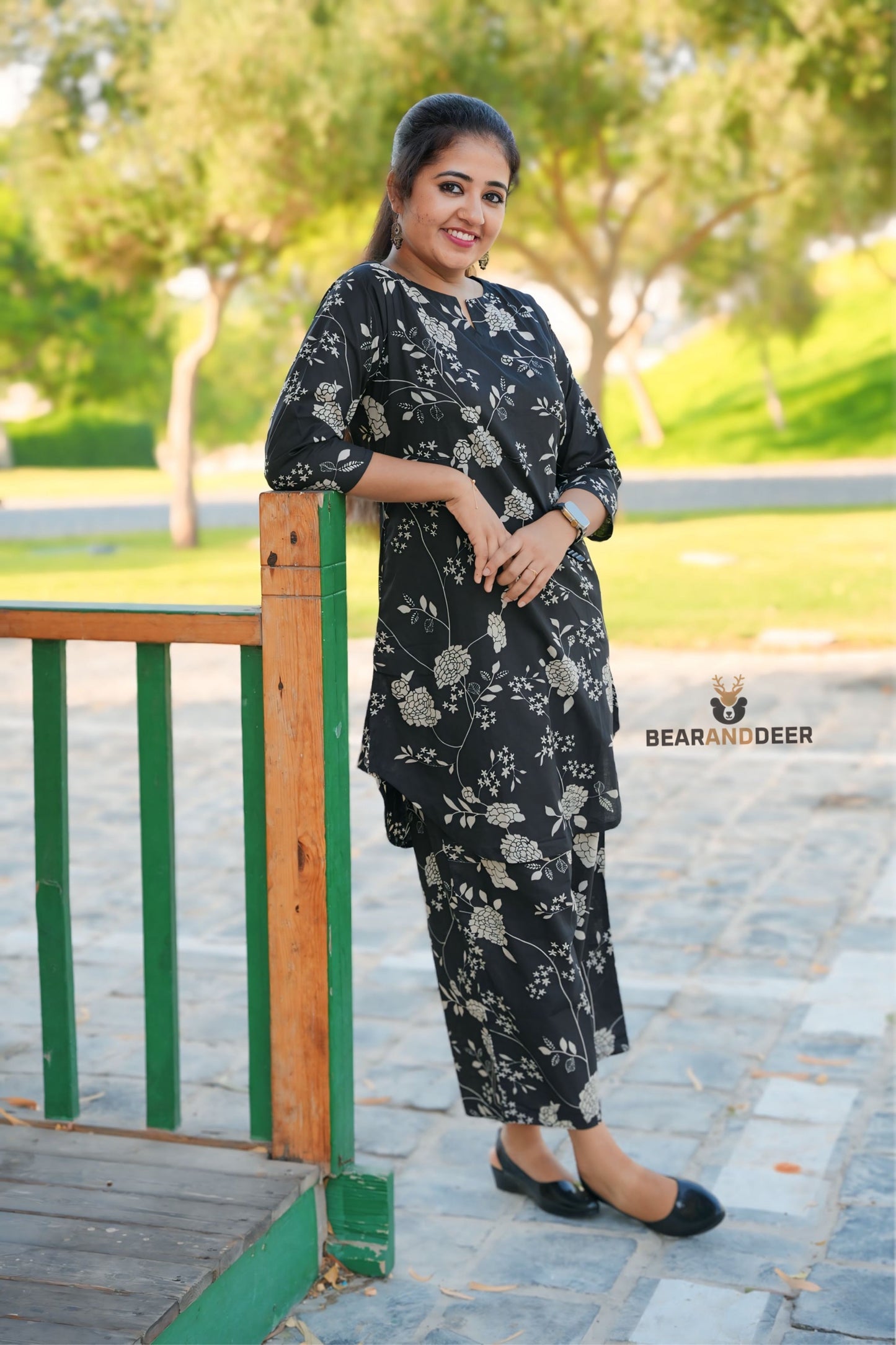 Midnight Floral Rajasthani pyjamaset