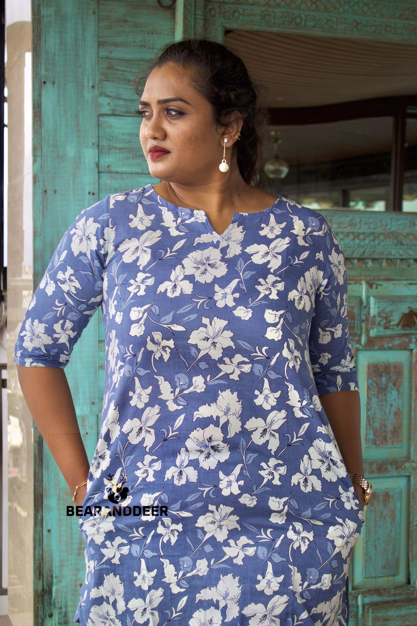 Royal blue floral pyjamaset