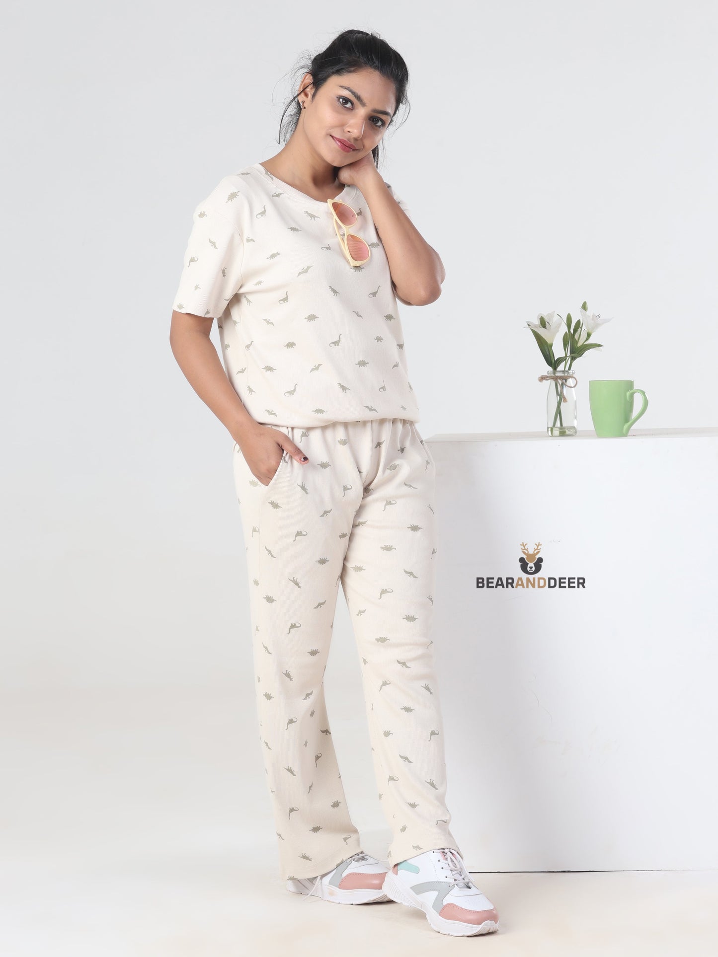 White Animal Pattern Co-Ordset