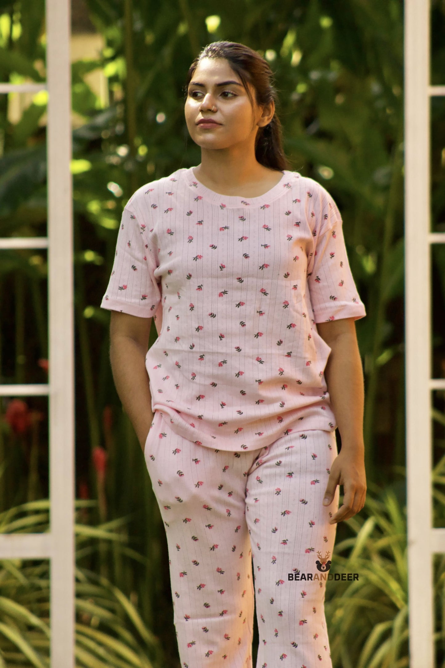 Baby Pink Jersy Stripes Co-Ordset