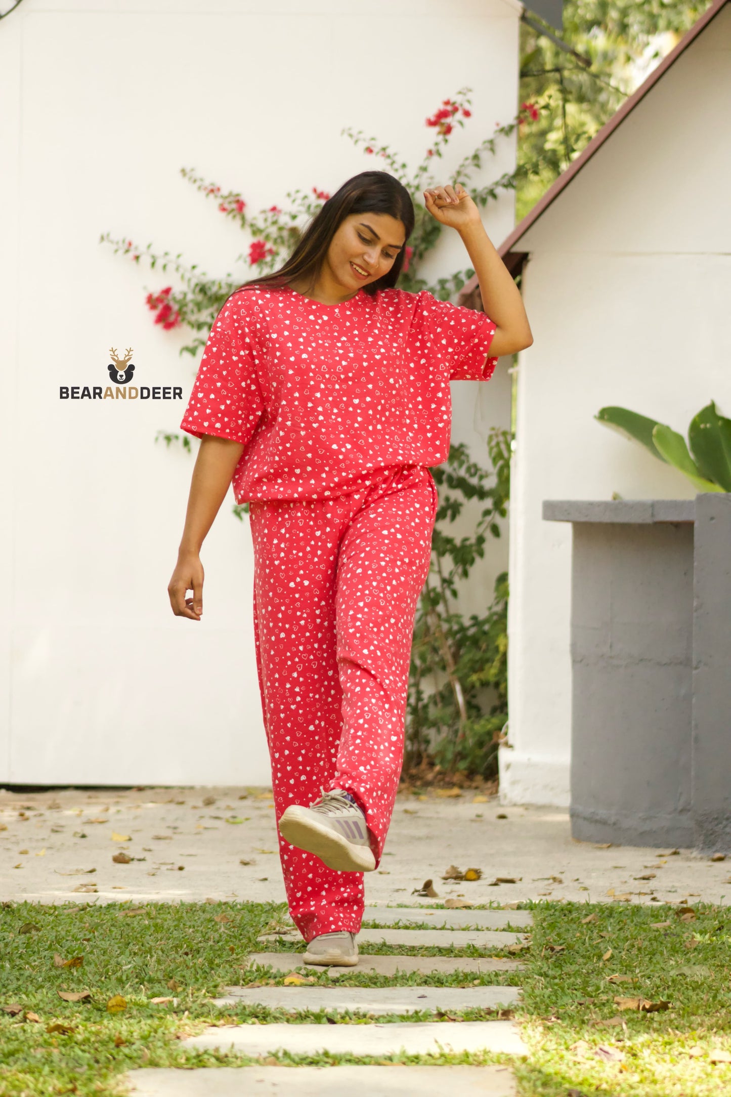 Heart Print Red Co-Ordset