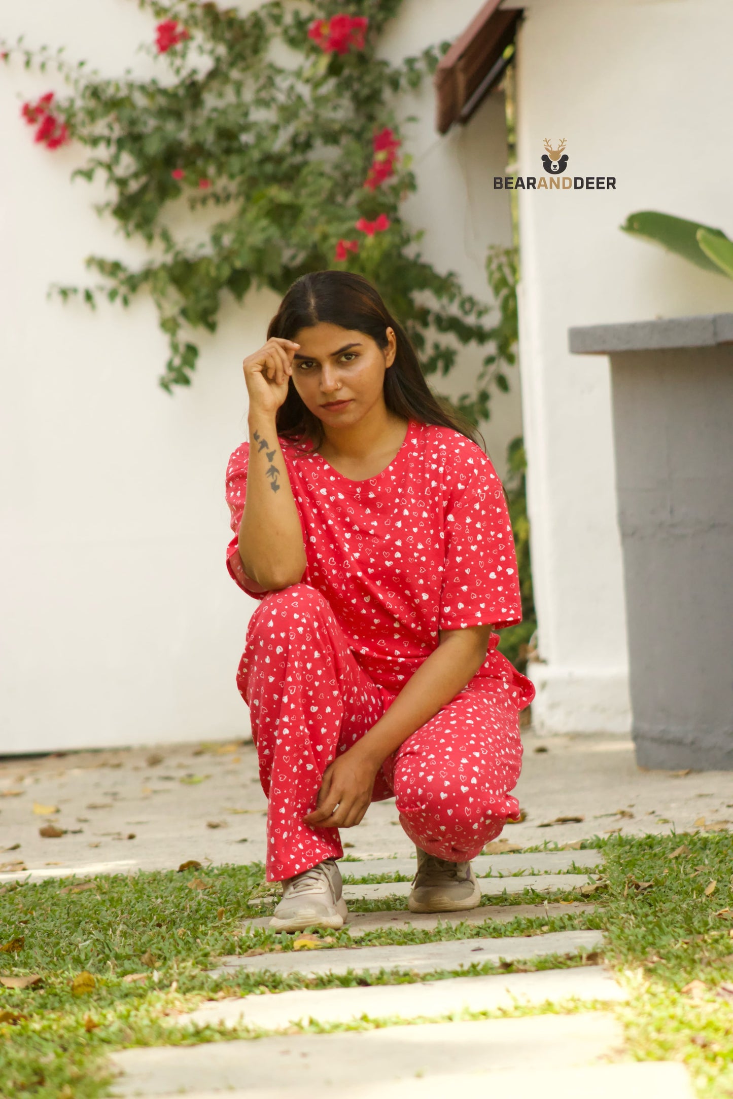 Heart Print Red Co-Ordset