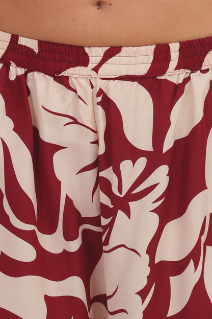 Maroon &Cream Floral Punjabi Co-ordset