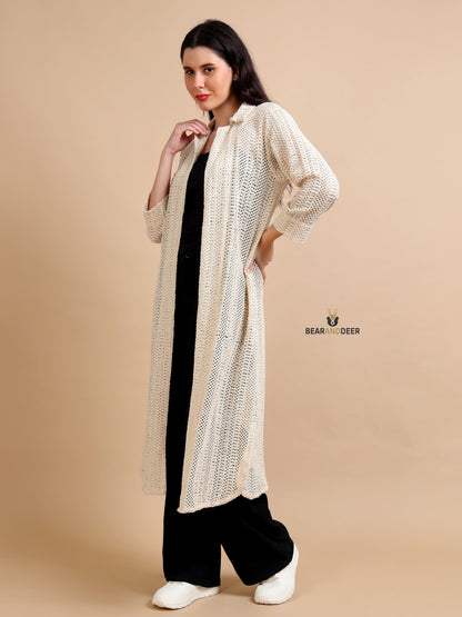 Beige Cream Open Long Shrug