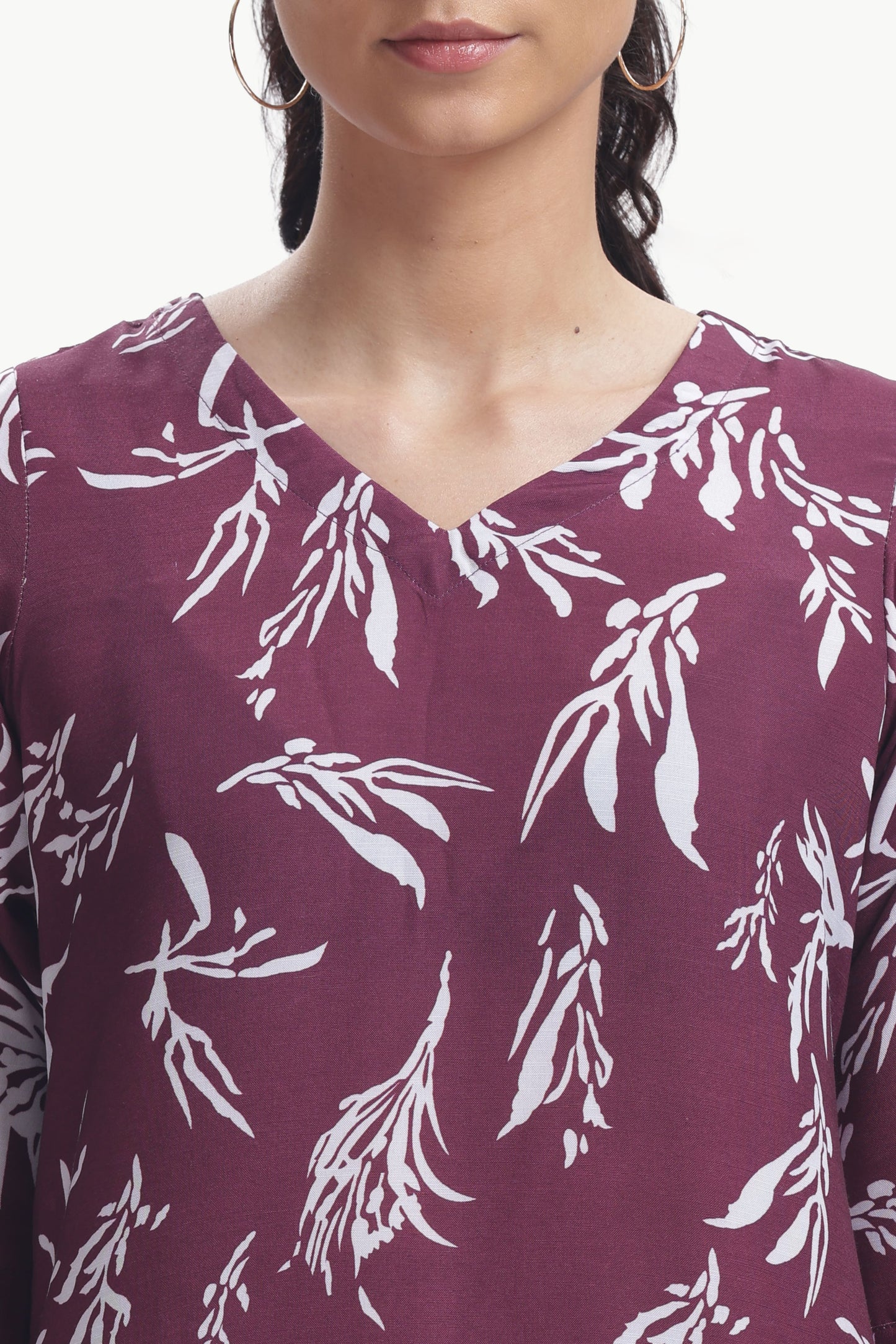 Maroon Muse Cotton Botanical Floral Printed Kurtaset