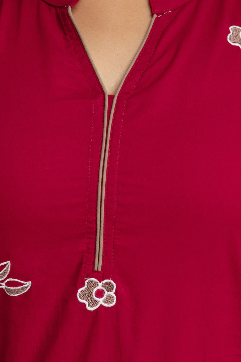 Stylish Red Embroidered COD Set with Dupatta