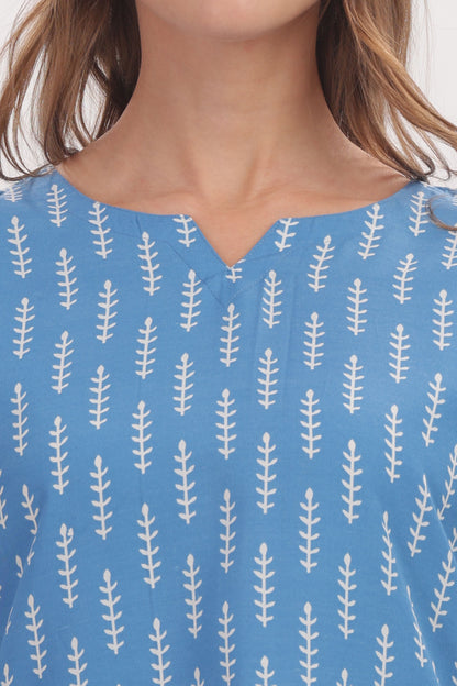 Blue Ikat Printed punjabi Co-ord Set