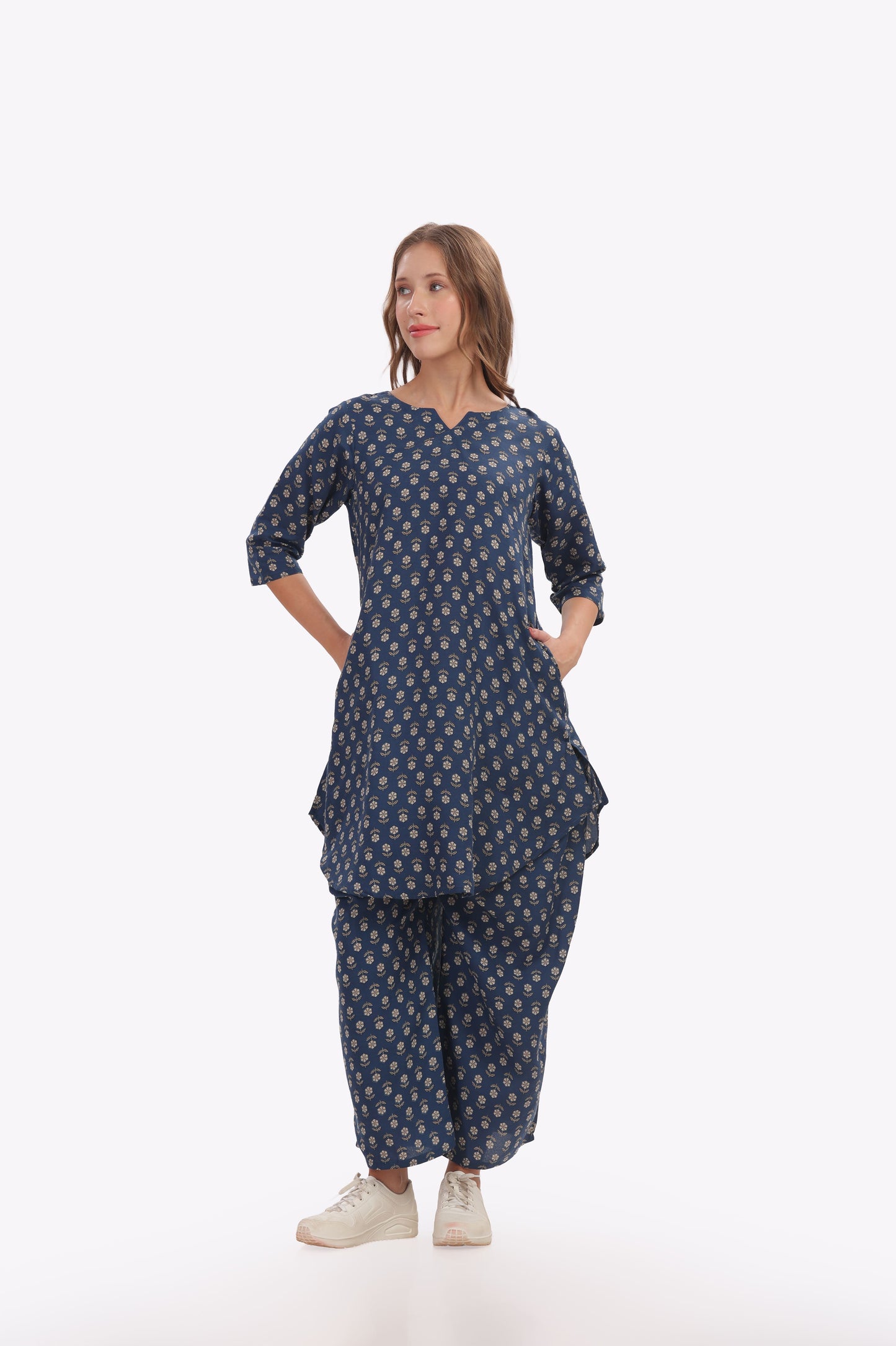 Blue Indigo Block-print Punjabi Co-ordset