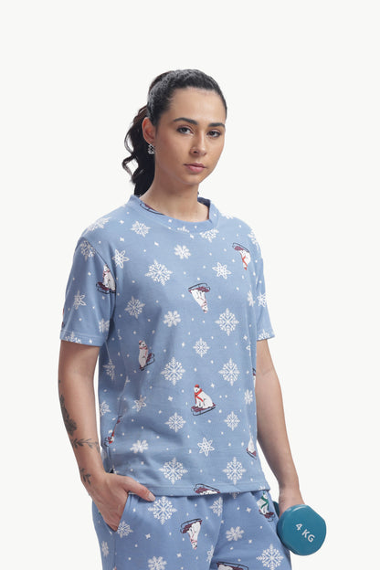 Cute winter print Stretchable co-ordset