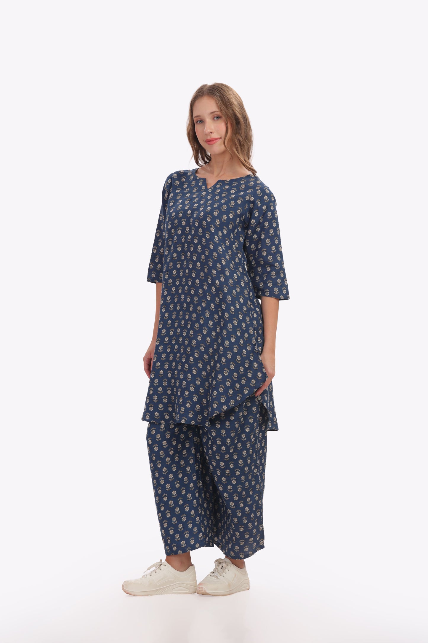 Blue Indigo Block-print Punjabi Co-ordset