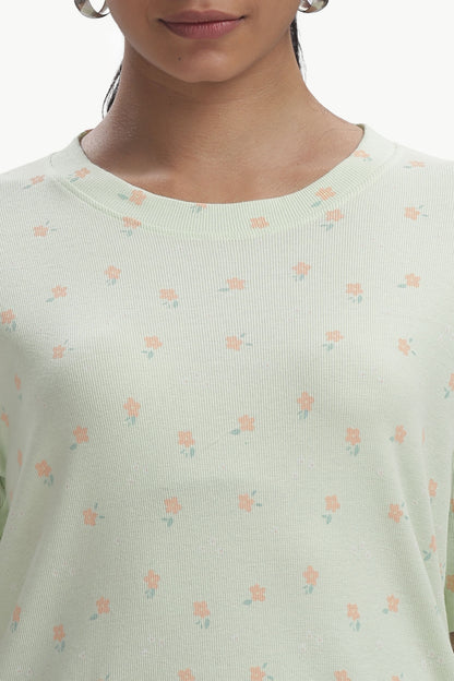 Mint Green Printed stretchable Co-ordset
