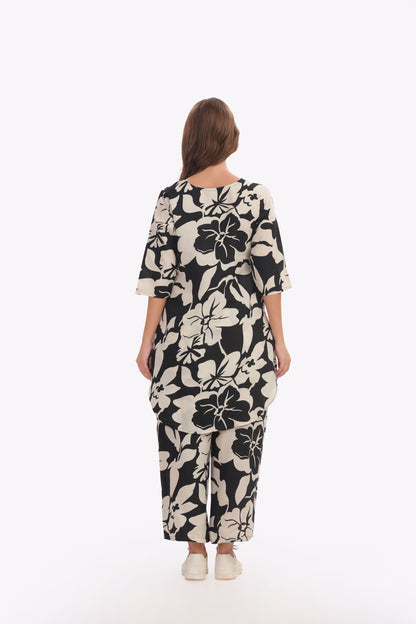 Black Floral punjabi Co-ordset