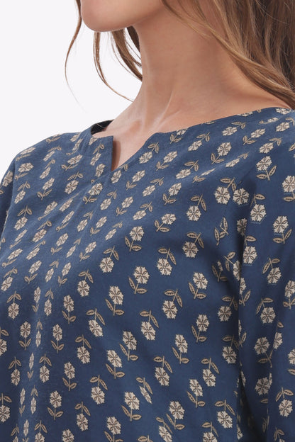 Blue Indigo Block-print Punjabi Co-ordset
