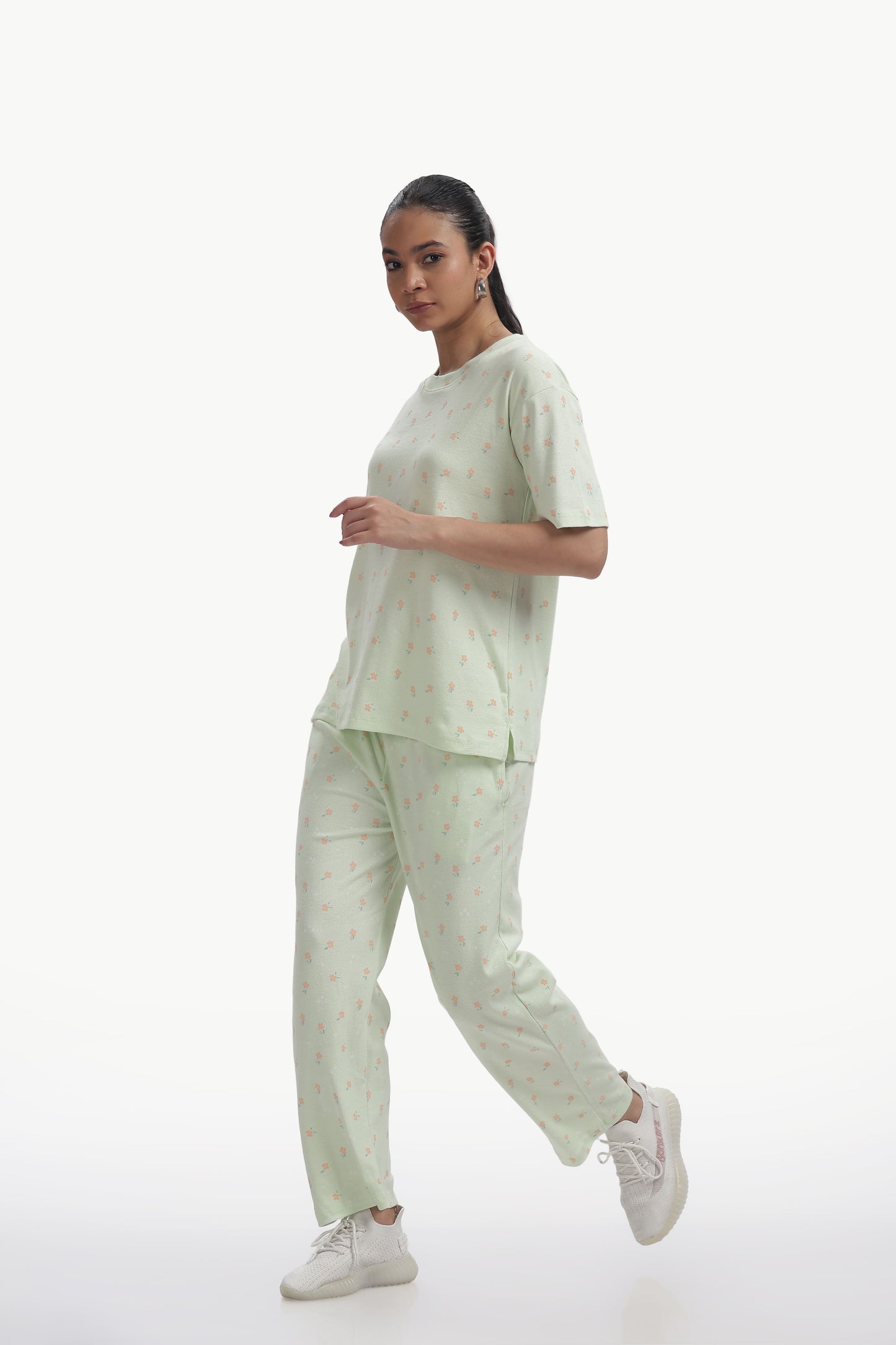 Mint Green Printed stretchable Co-ordset