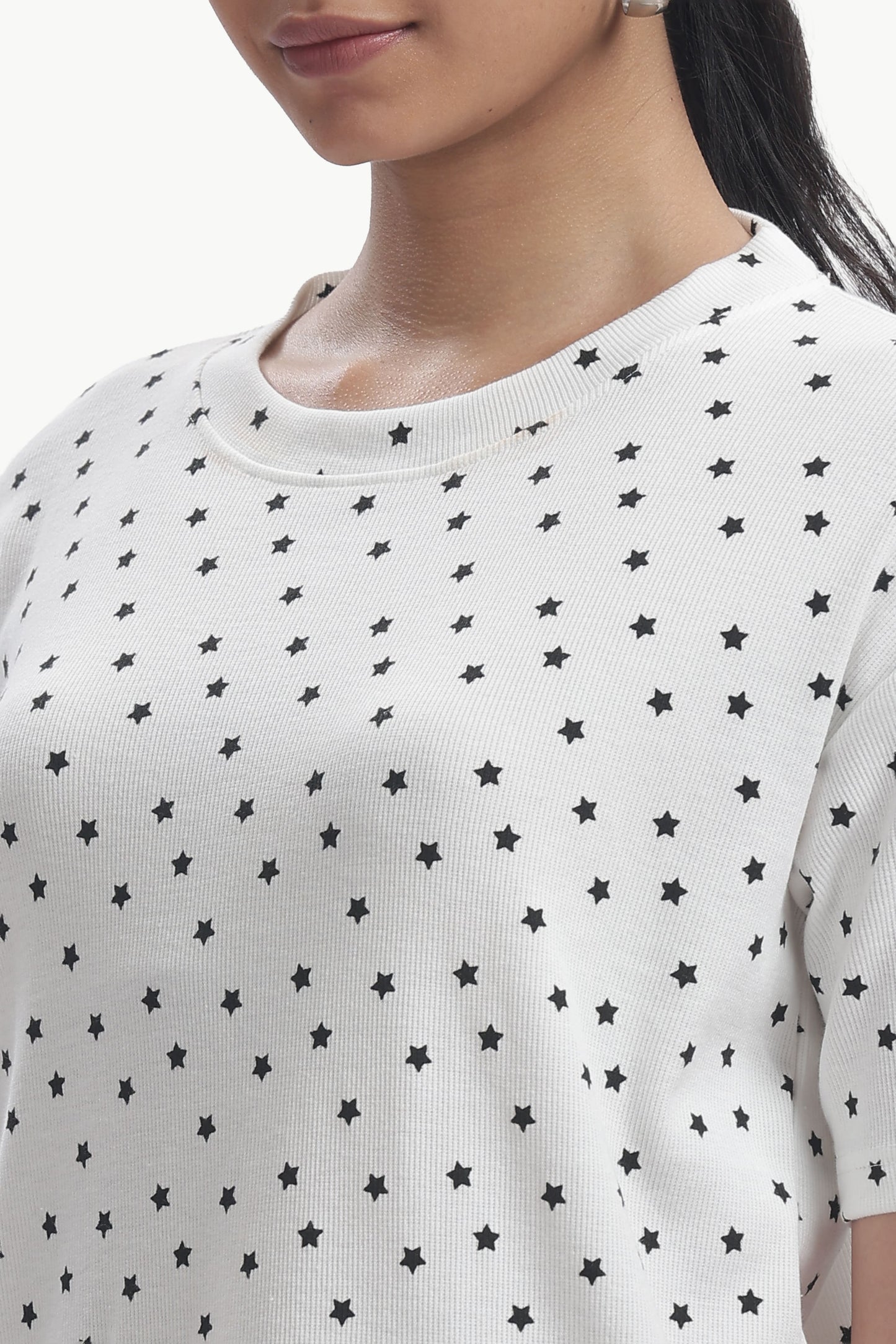 white star print stretchable co-ordset