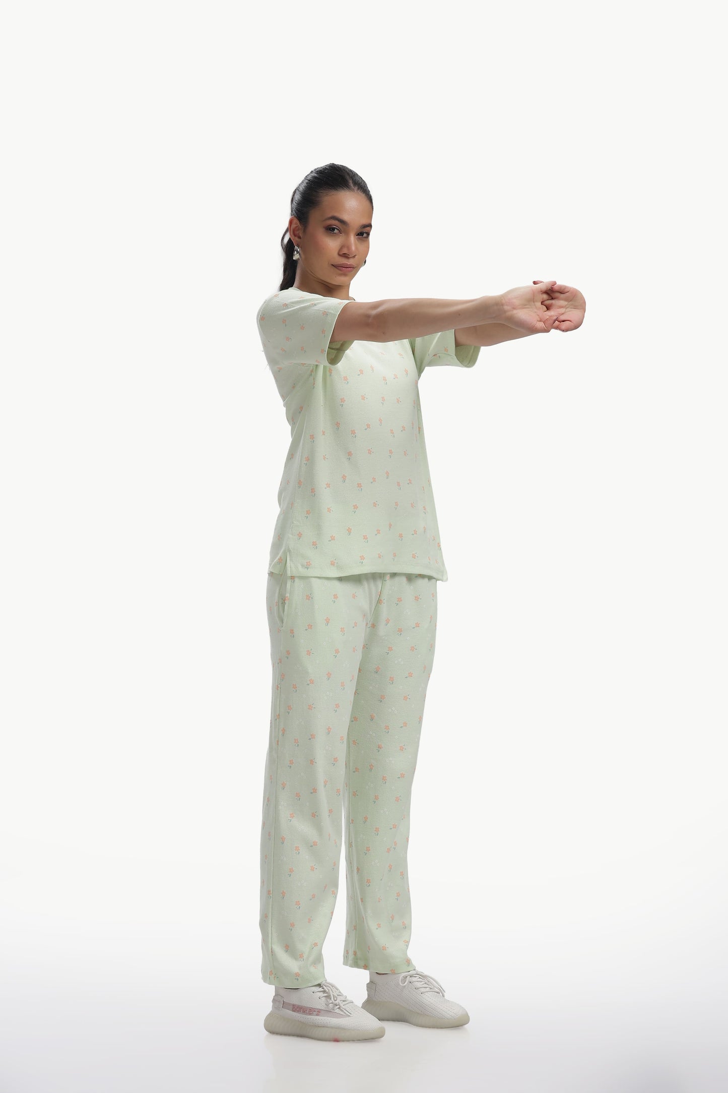 Mint Green Printed stretchable Co-ordset
