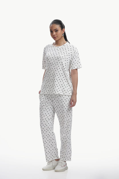 white star print stretchable co-ordset